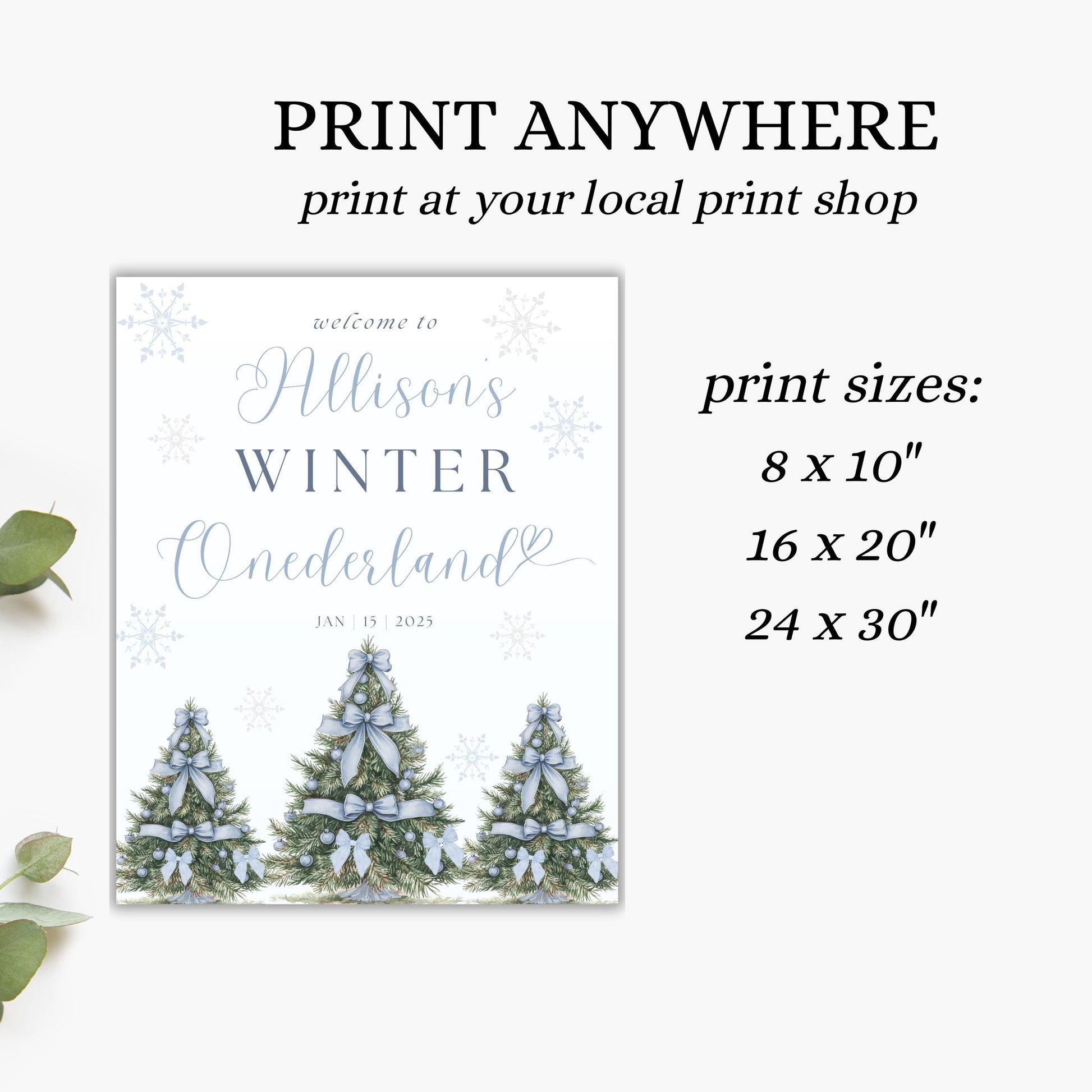 Winter ONEderland Birthday Welcome Sign - Cute Snowy Theme - Perfect for First Birthday Celebrations