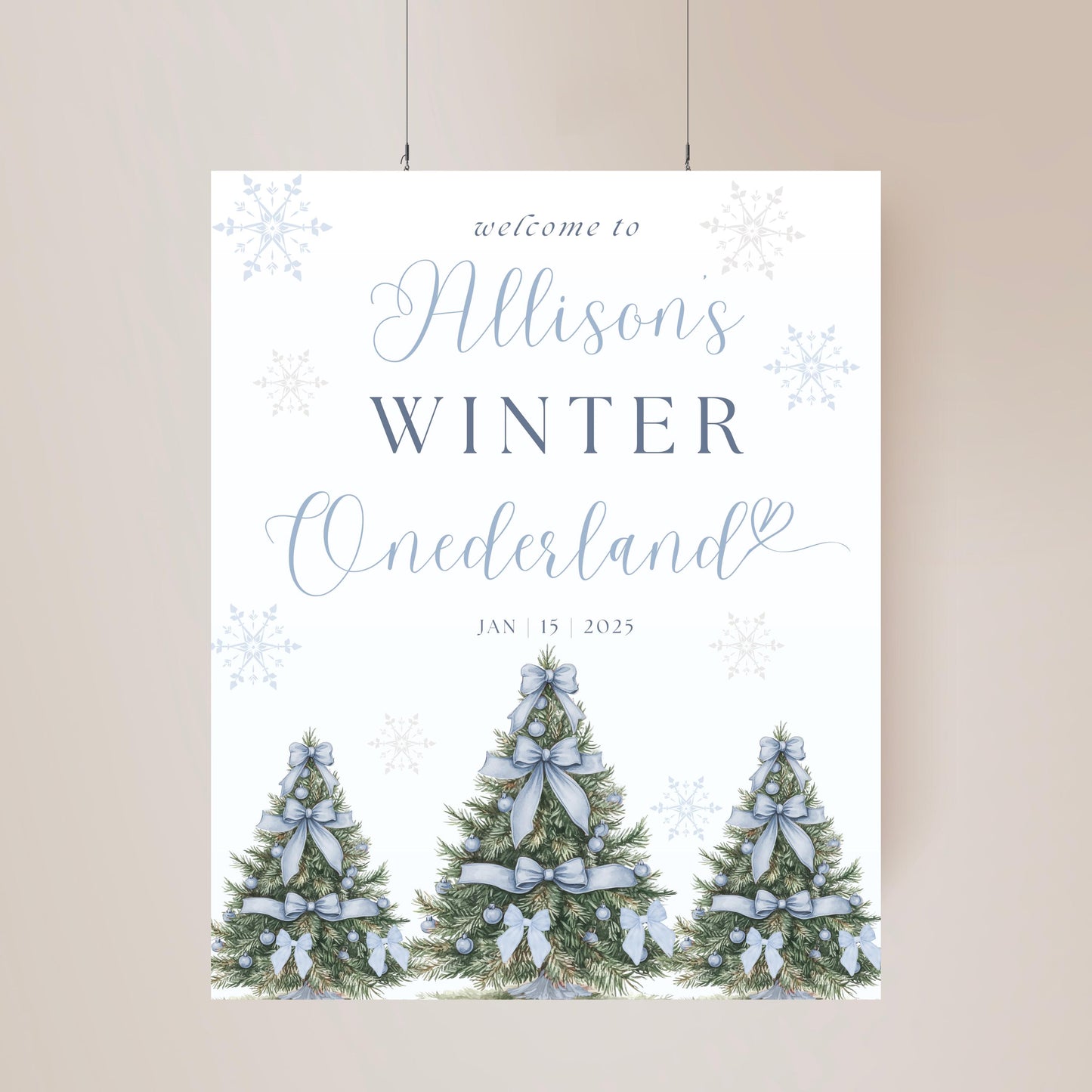 Winter Onederland First Birthday Welcome Sign - Printable Snowy Decor - Perfect for Boys and Girls