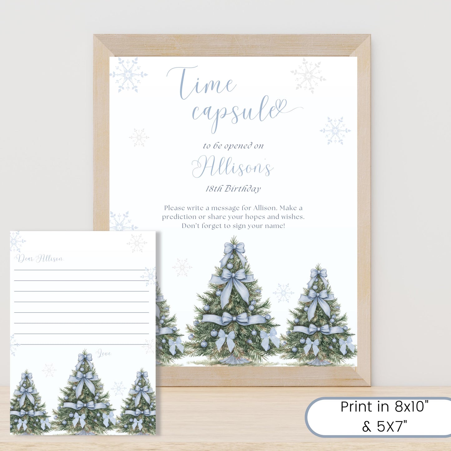 Winter Onederland Time Capsule - Matching Note Cards - First Birthday Decor - Printable PDF