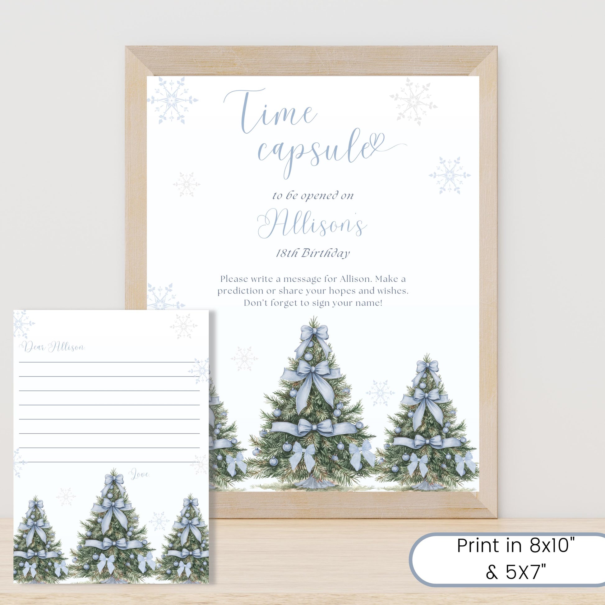 Winter Onederland Time Capsule - Matching Note Cards - First Birthday Decor - Printable PDF