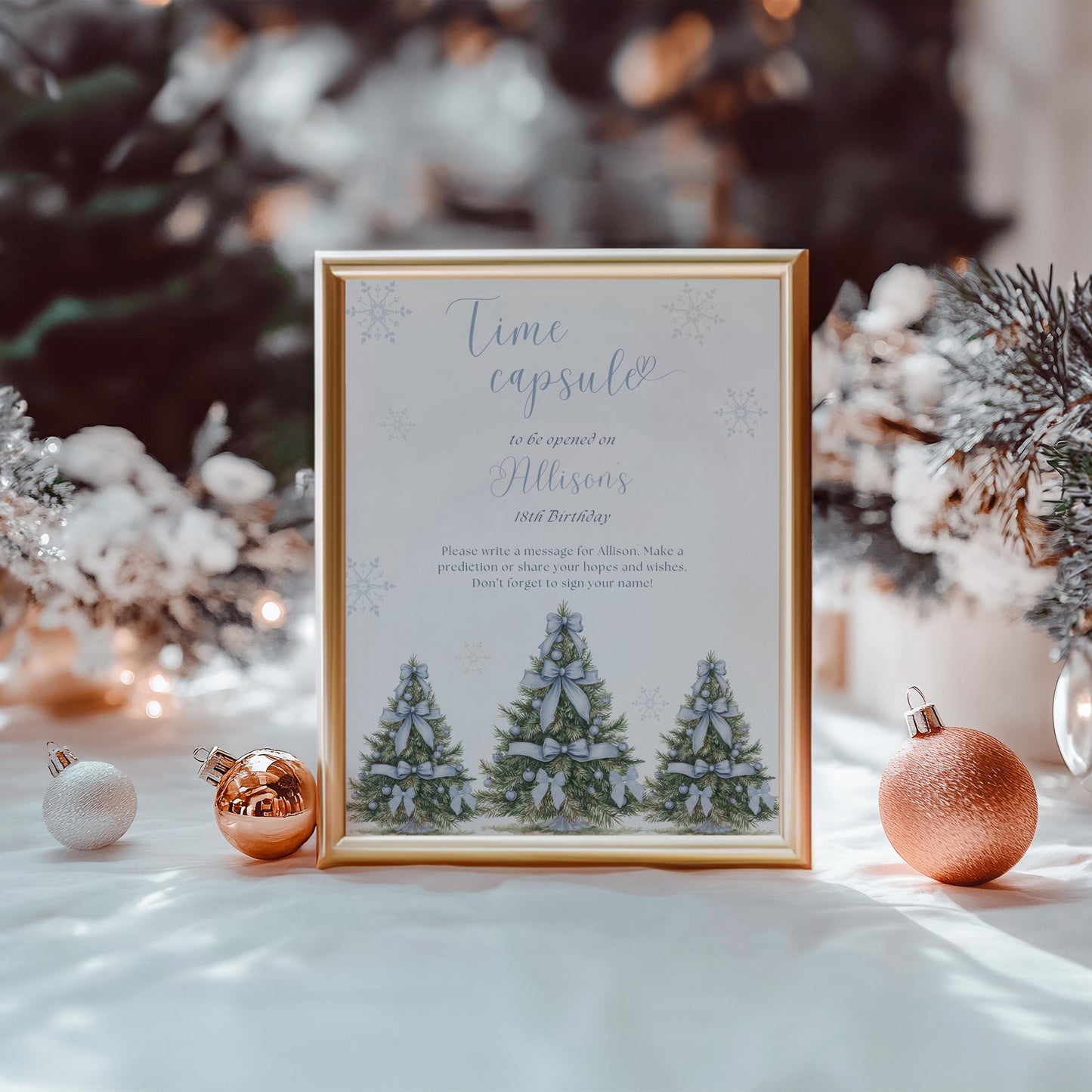 Editable Time Capsule Sign for Winter ONEderland - Birthday Party Decor - Instant Download