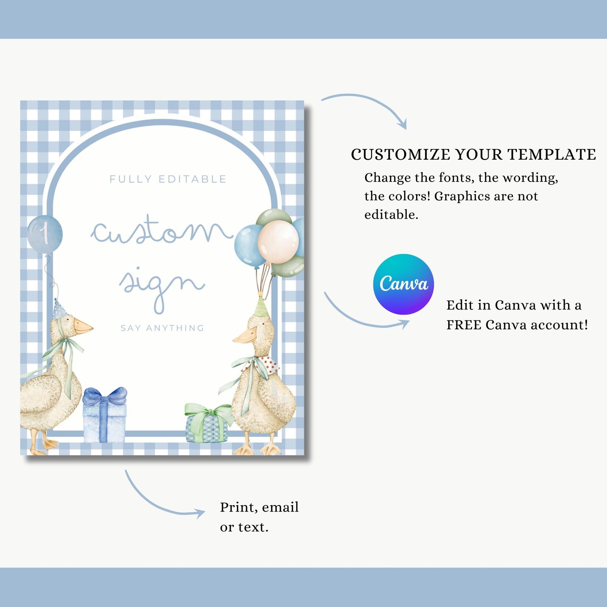 One Silly Goose Birthday Editable Custom Sign Goose Theme 1st Birthday Sign Silly Goose First Birthday Table Sign Nursery Rhyme party decor