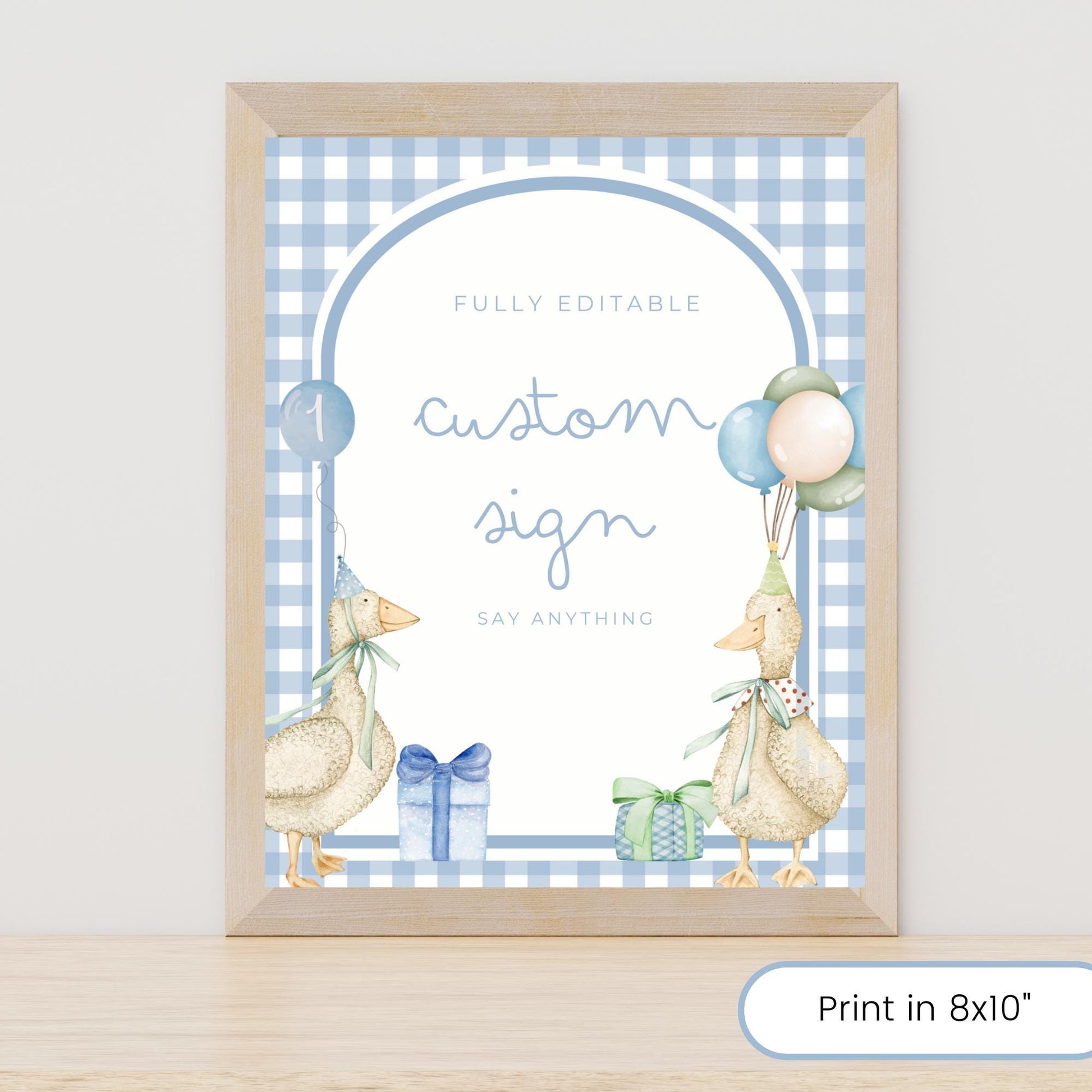 One Silly Goose Birthday Editable Custom Sign Goose Theme 1st Birthday Sign Silly Goose First Birthday Table Sign Nursery Rhyme party decor