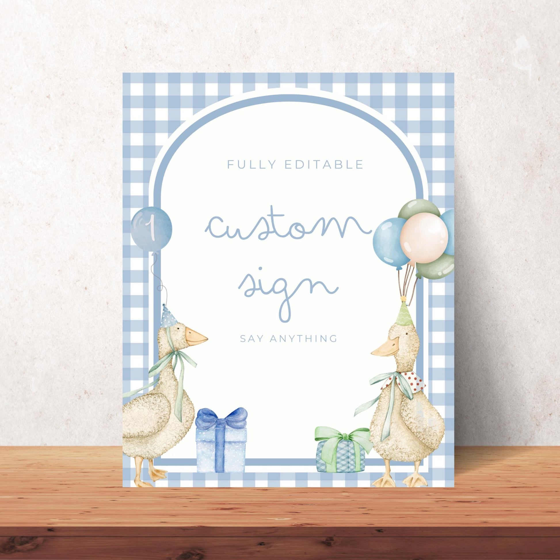One Silly Goose Birthday Editable Custom Sign Goose Theme 1st Birthday Sign Silly Goose First Birthday Table Sign Nursery Rhyme party decor