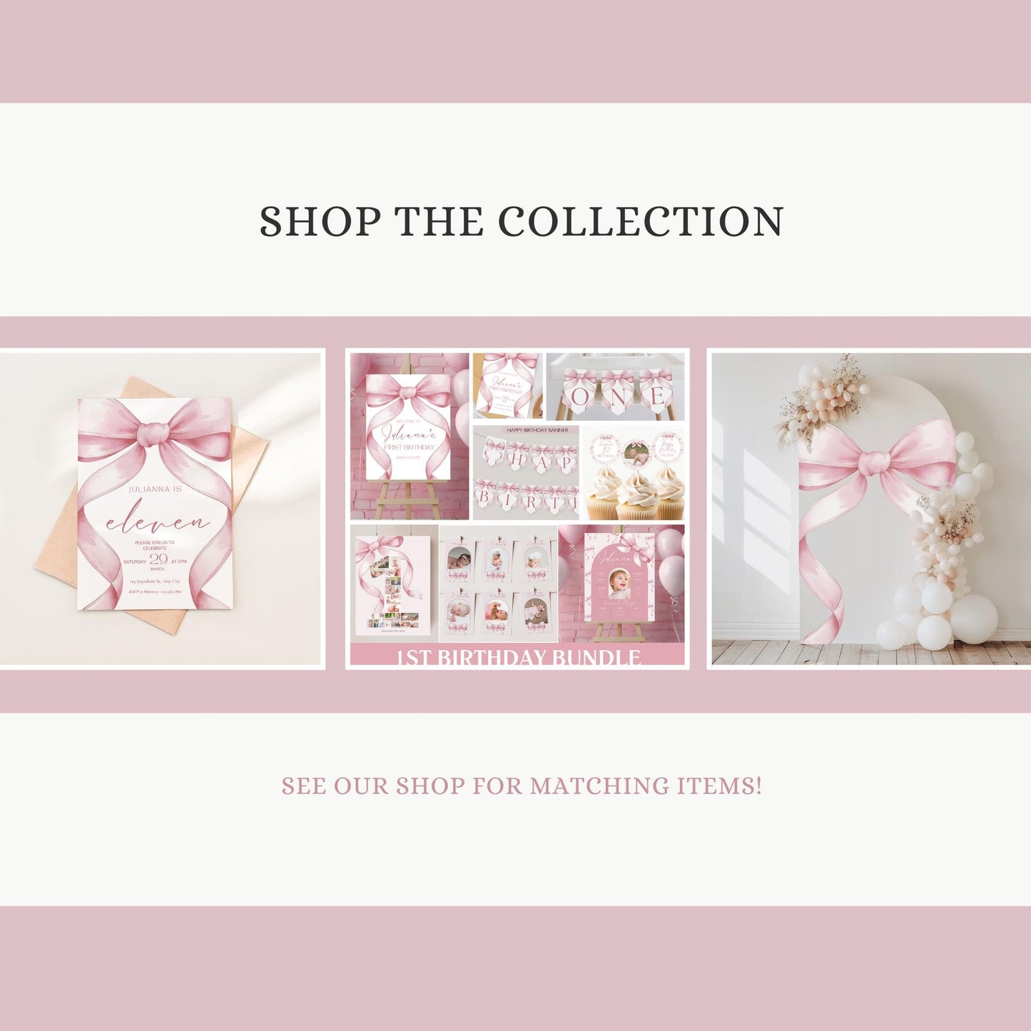 Pink Bow Birthday Personalized Banner 1st Birthday Pink Coquette Party Decor Photo Backdrop Ribbon Custom Banner First Birthday Ideas