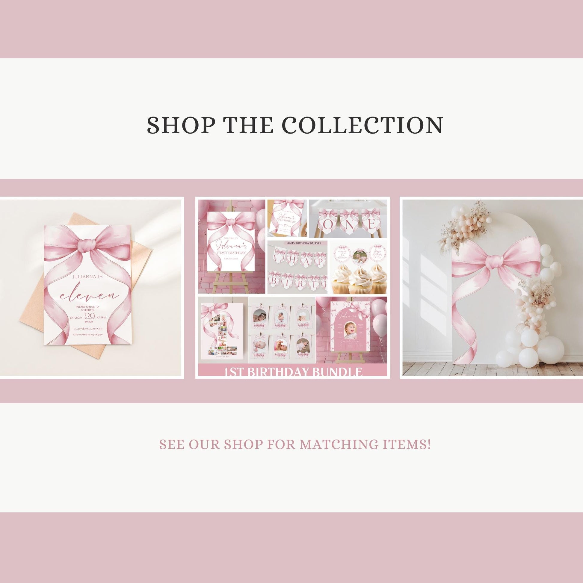Pink Bow Birthday Personalized Banner 1st Birthday Pink Coquette Party Decor Photo Backdrop Ribbon Custom Banner First Birthday Ideas