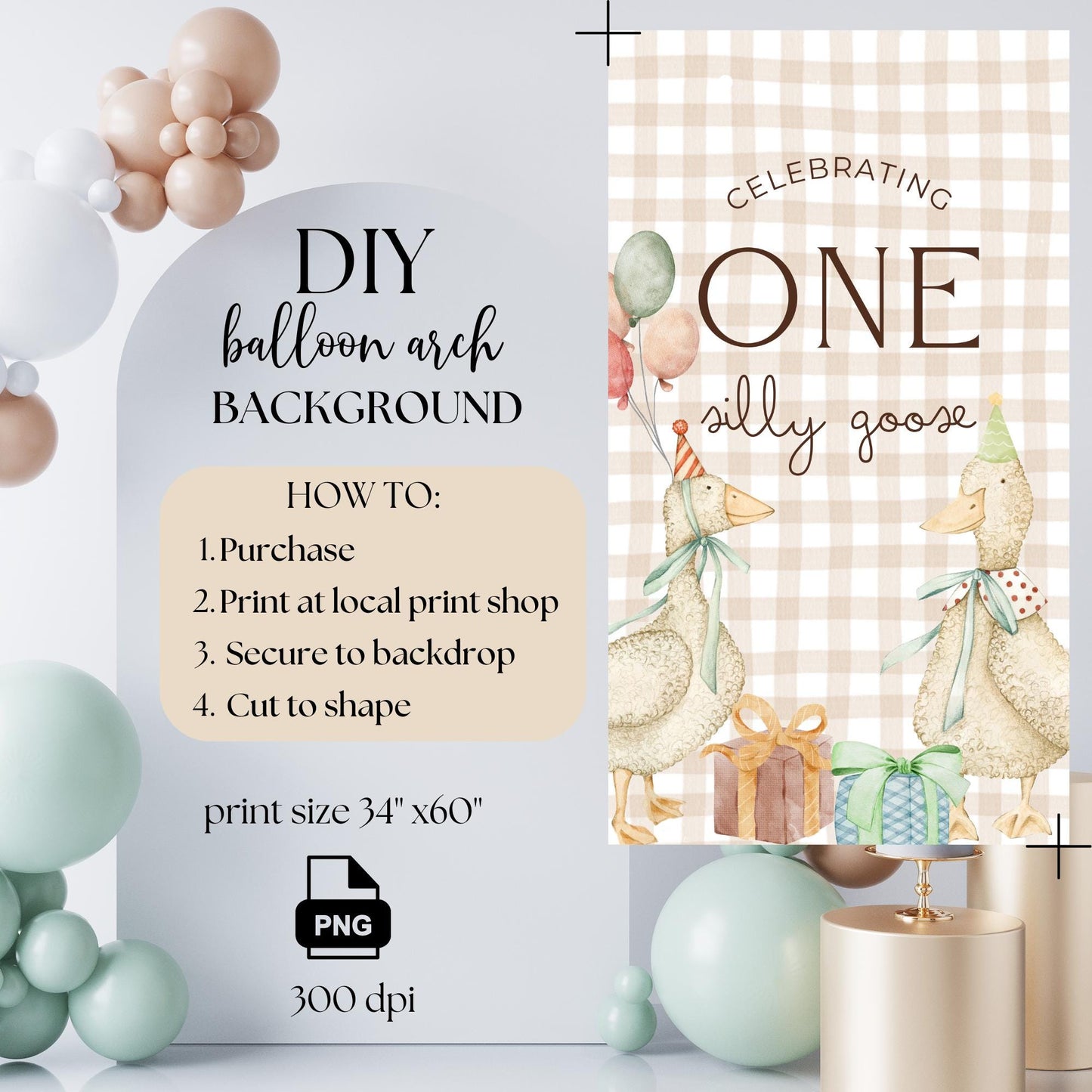 One Silly Goose Birthday Arch Background Goose First Birthday Party Decor Balloon Arch Backdrop One Silly Goose 1st Birthday Photo Backdrop