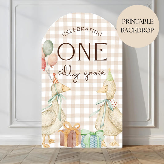 One Silly Goose Birthday Arch Background Goose First Birthday Party Decor Balloon Arch Backdrop One Silly Goose 1st Birthday Photo Backdrop