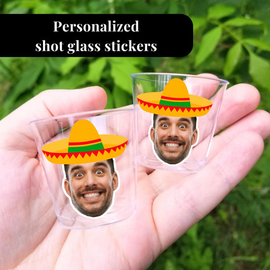 Groom Face Shot Glass stickers Bachelorette Party Groom Face Decorations Groom Face Party Favors Personalized party decor Final Fiesta