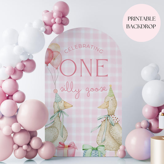 One Silly Goose Birthday Arch Background Goose First Birthday Party Decor Balloon Arch Backdrop One Silly Goose 1st Birthday Photo Backdrop