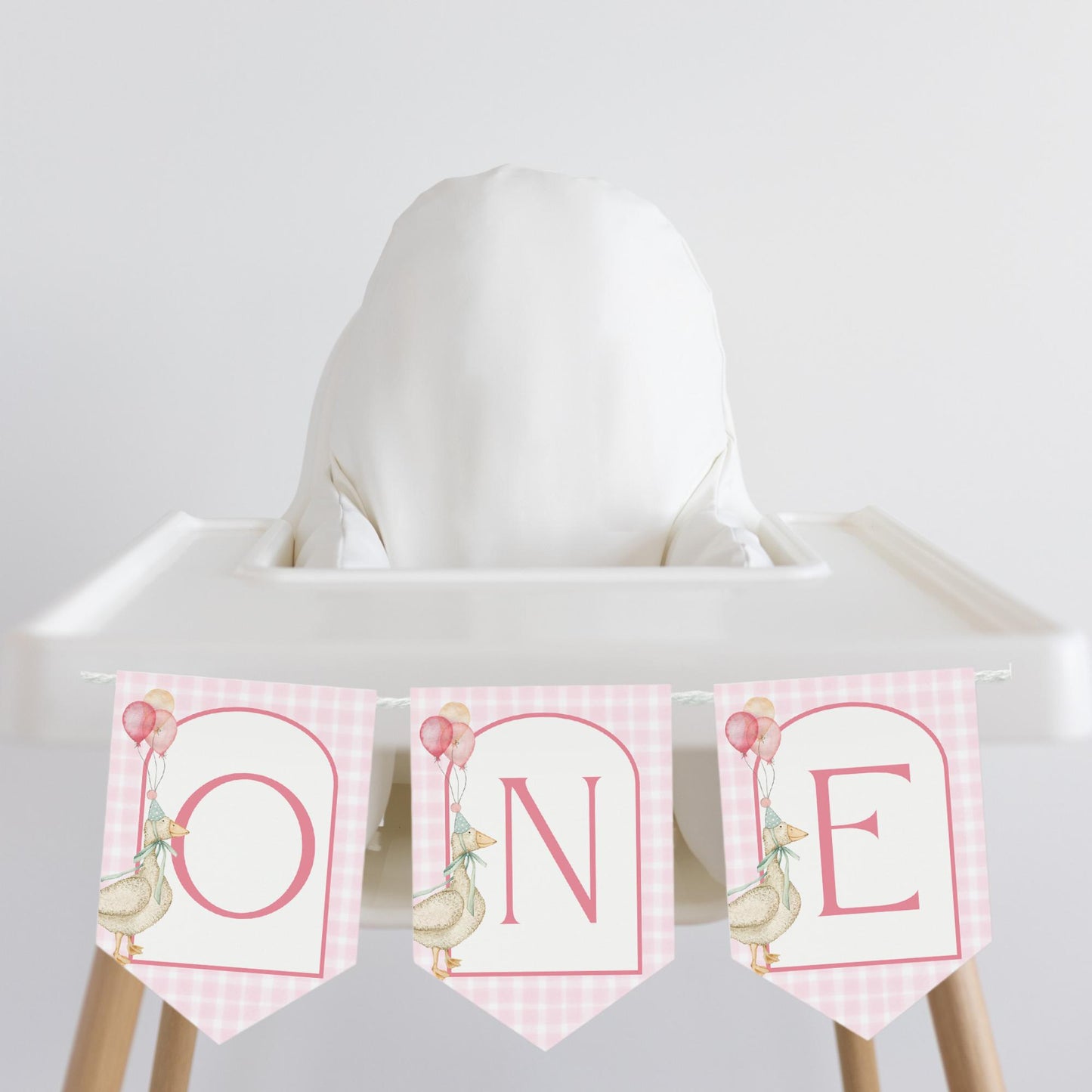 One Silly Goose Birthday High Chair Banner Goose 1st Birthday Pink Gingham Birthday decor Silly Little Goose Birthday Sign Cake Smash