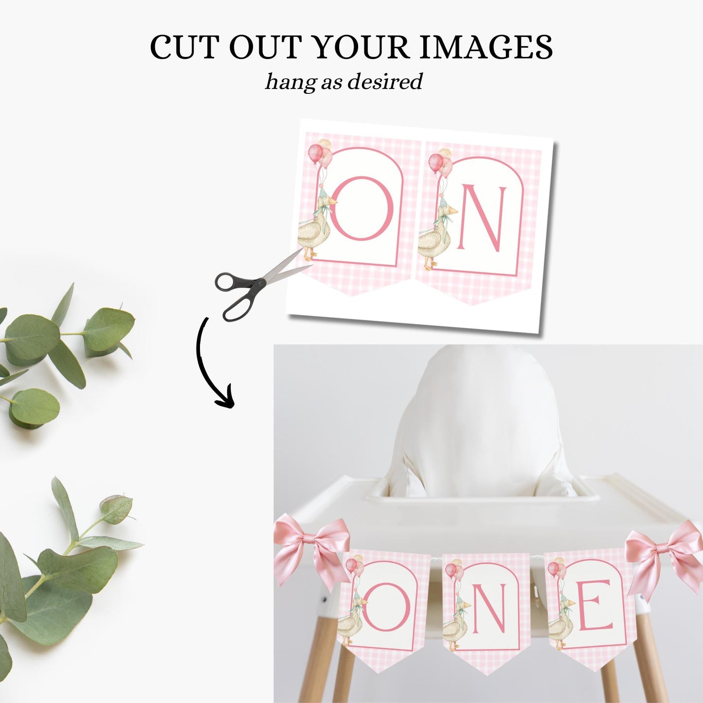 One Silly Goose Birthday High Chair Banner Goose 1st Birthday Pink Gingham Birthday decor Silly Little Goose Birthday Sign Cake Smash