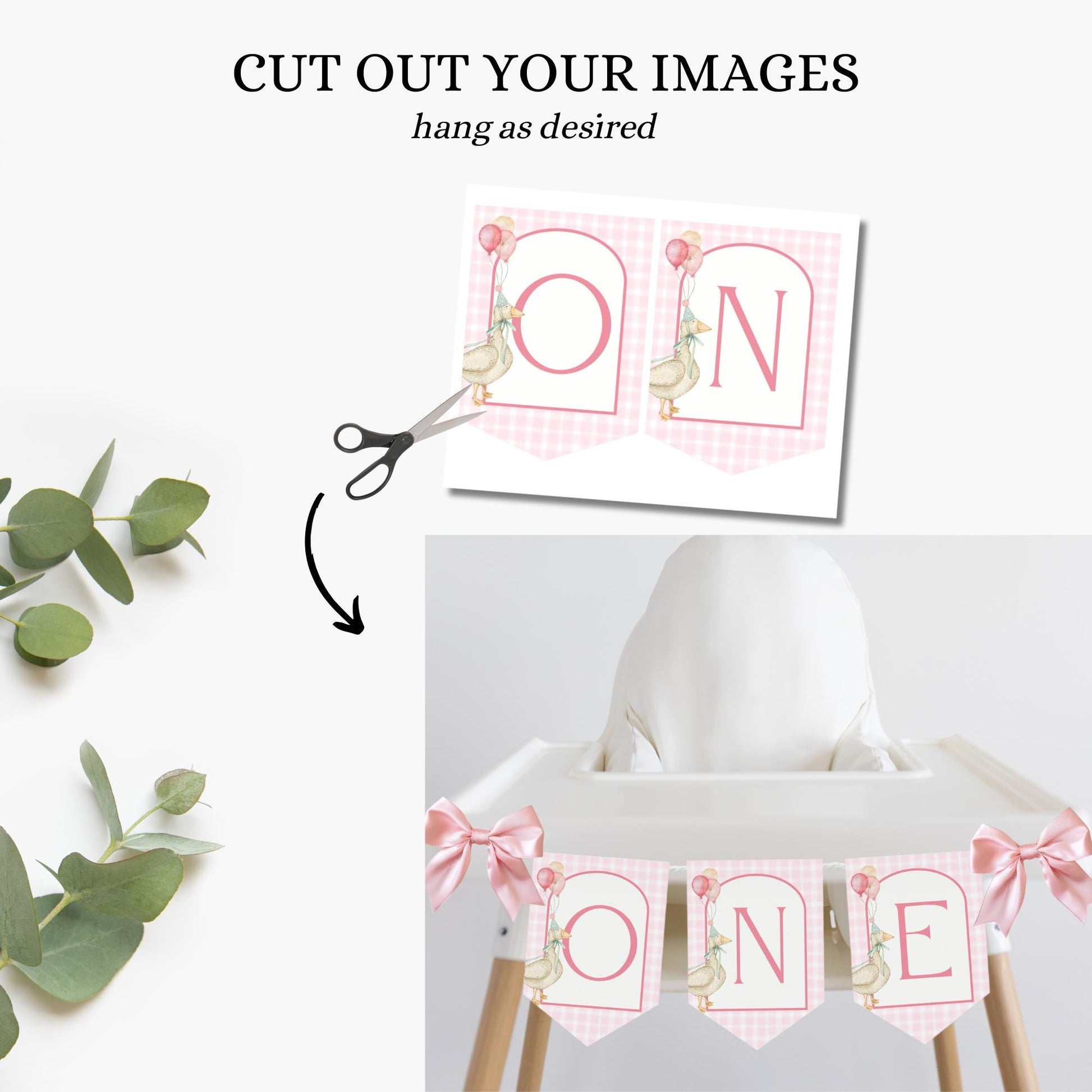 One Silly Goose Birthday High Chair Banner Goose 1st Birthday Pink Gingham Birthday decor Silly Little Goose Birthday Sign Cake Smash