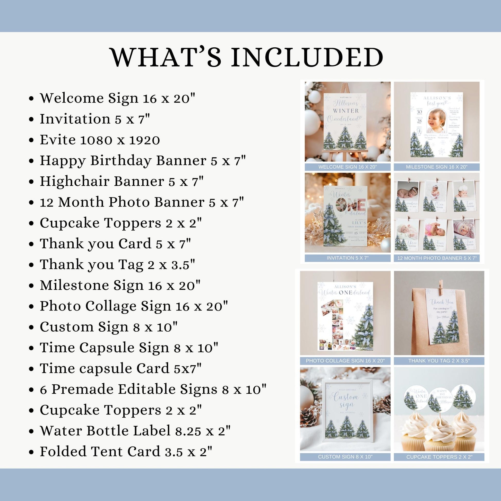 Editable Winter ONEderland Birthday Invitation - Christmas Girl Bundle - Digital Download - Party Decor