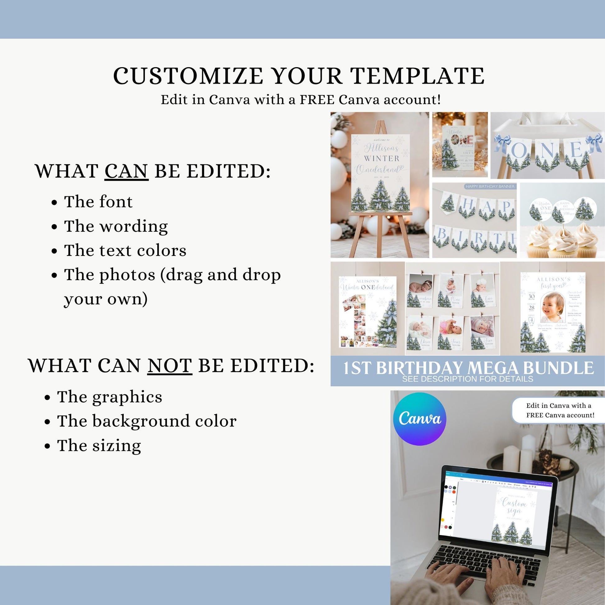 christmas birthday,christmas invitation,holiday theme invite,winter onederland,onderland,holiday birthday,1st birthday,1st birthday invite blue christmas blue bow birthday onederland bundle christmas bundle coquette bundle