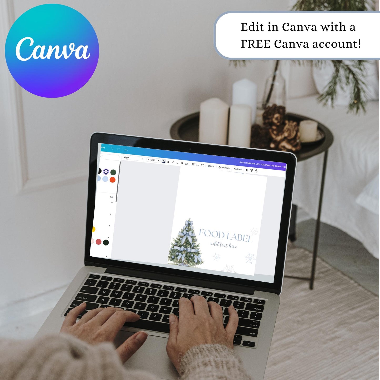 Winter ONEderland Food Label Winter Wonderland Label Printable Holiday Table Sign Snowflake Birthday Tent card Blue Bow Baby Shower