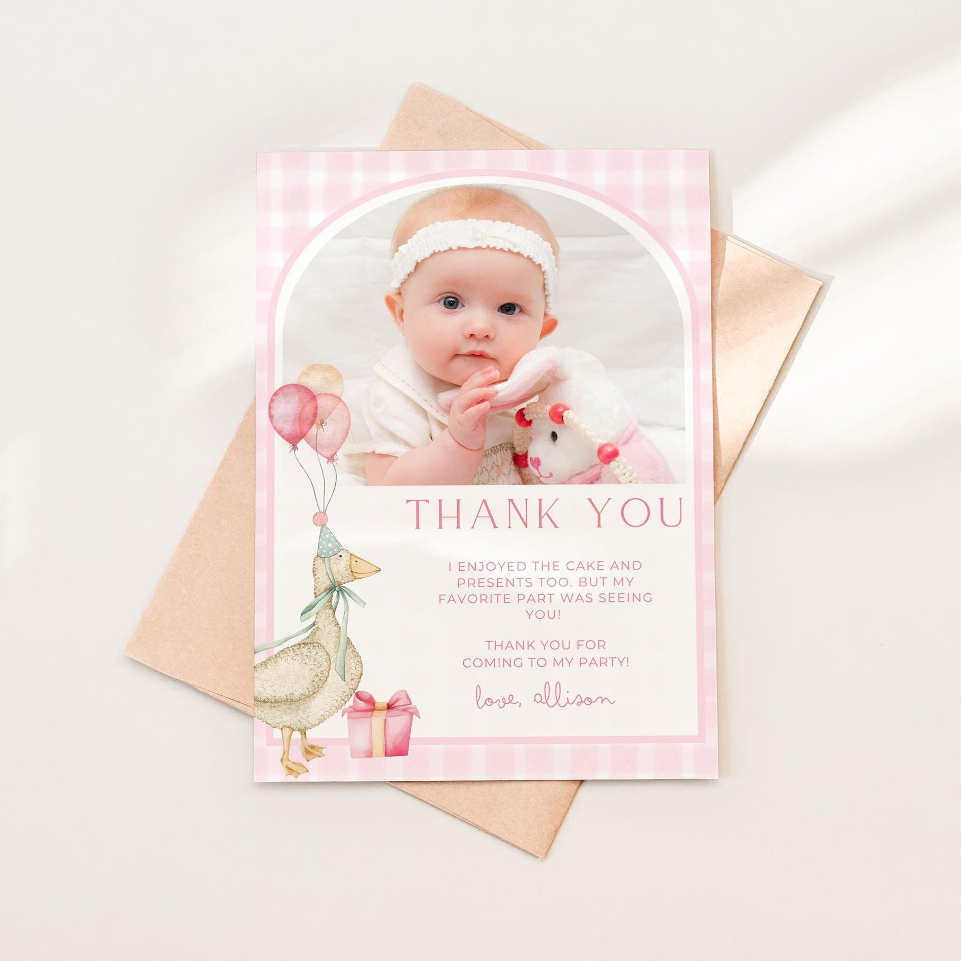 One Silly Goose Birthday Thank you Card 1st Birthday Goose themed First Birthday Favor Tags Editable Template One Lucky Duck party