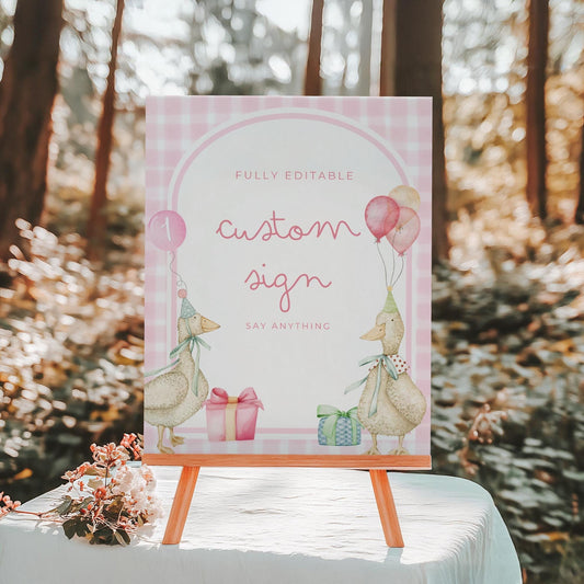 One Silly Goose Birthday Editable Custom Sign Goose Theme 1st Birthday Sign Silly Goose First Birthday Table Sign Nursery Rhyme party decor
