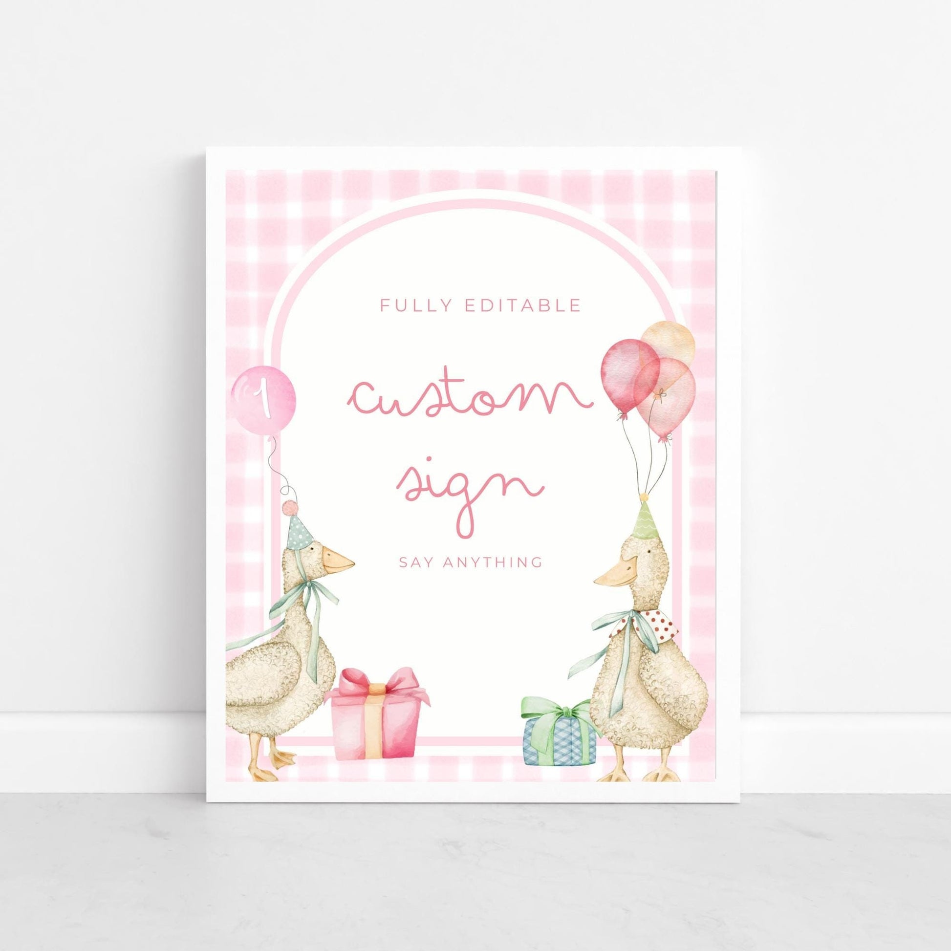 One Silly Goose Birthday Editable Custom Sign Goose Theme 1st Birthday Sign Silly Goose First Birthday Table Sign Nursery Rhyme party decor