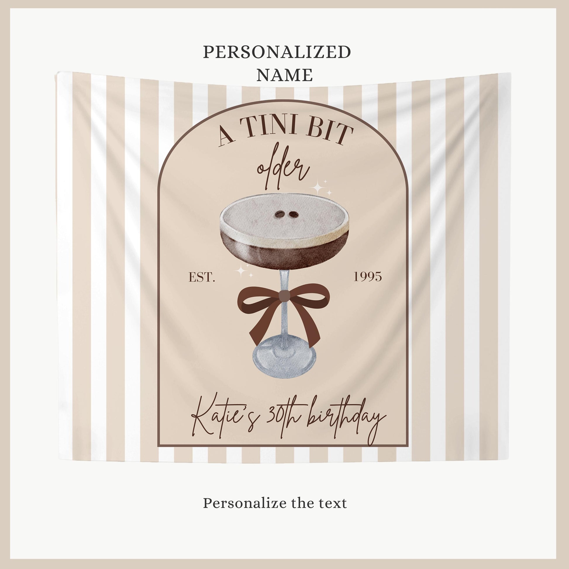 Tini Bit Older Birthday Banner Espresso Martini Party Backdrop Dirty 30 Decorations Dirty Martini Personalized Party Decor Coquette Martini