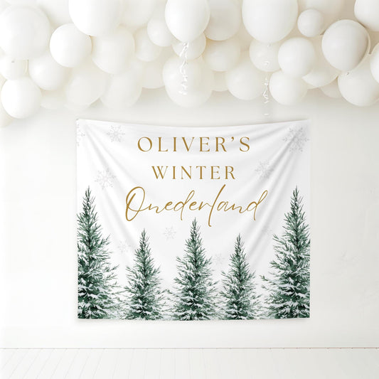 Winter Onederland Birthday Personalized Banner 1st Birthday Winter Wonderland Party Decor Backdrop Winter Custom Snowflake First Birthday
