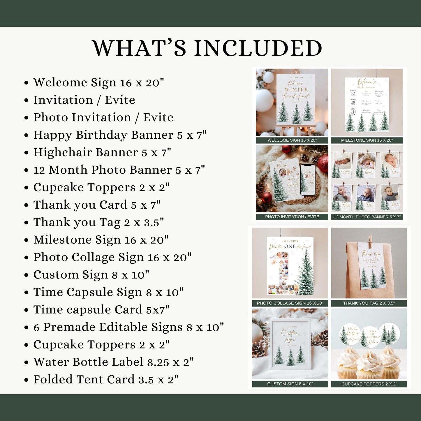 Winter Onederland 1st Birthday Bundle - Snowflake Decorations - Editable Invitations - Woodland Theme