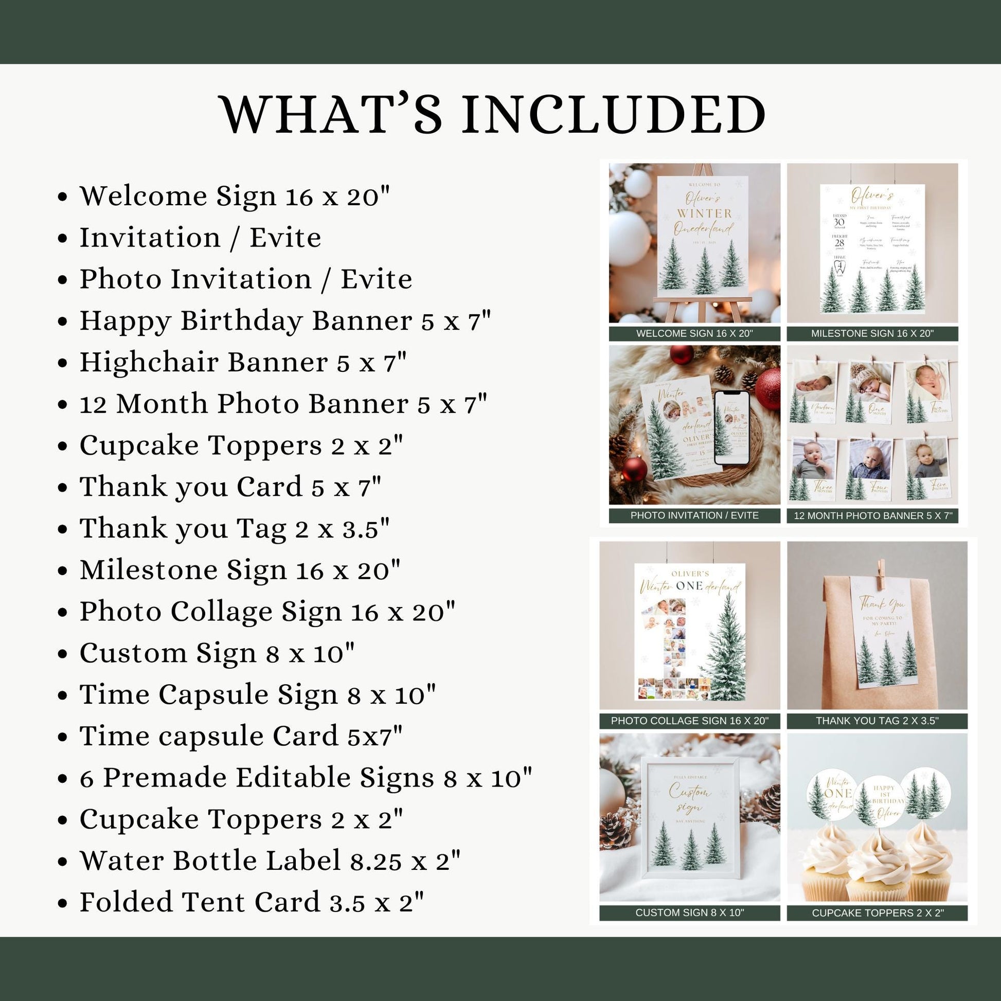 Winter Onederland 1st Birthday Bundle - Snowflake Decorations - Editable Invitations - Woodland Theme