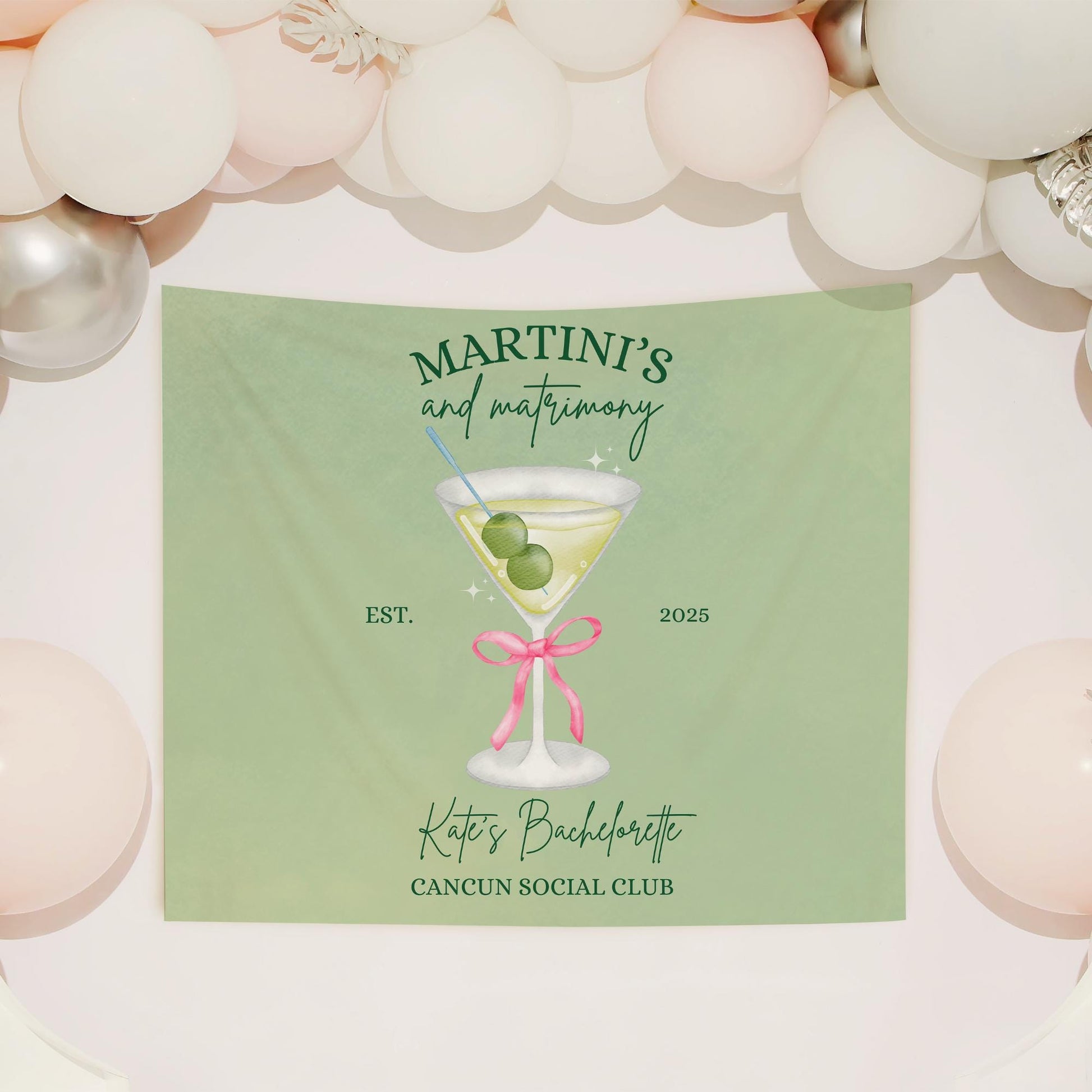 Martinis and matrimony bachelorette Party Banner Tinis and Weenies Decor Bikinis and Martinis Hen do Sign bridal shower bach decorations