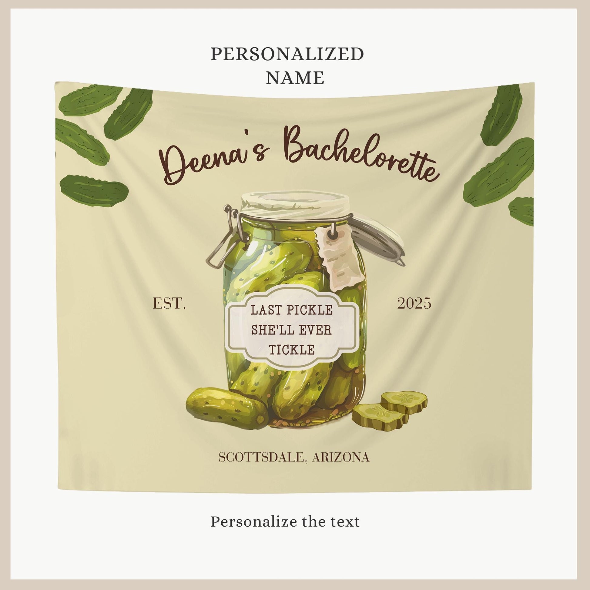 Pickle theme bachelorette Party Custom Banner Last Pickle She&#39;ll ever Tickle personalized decor sign Pickle Decorations Pickle Ball Bach