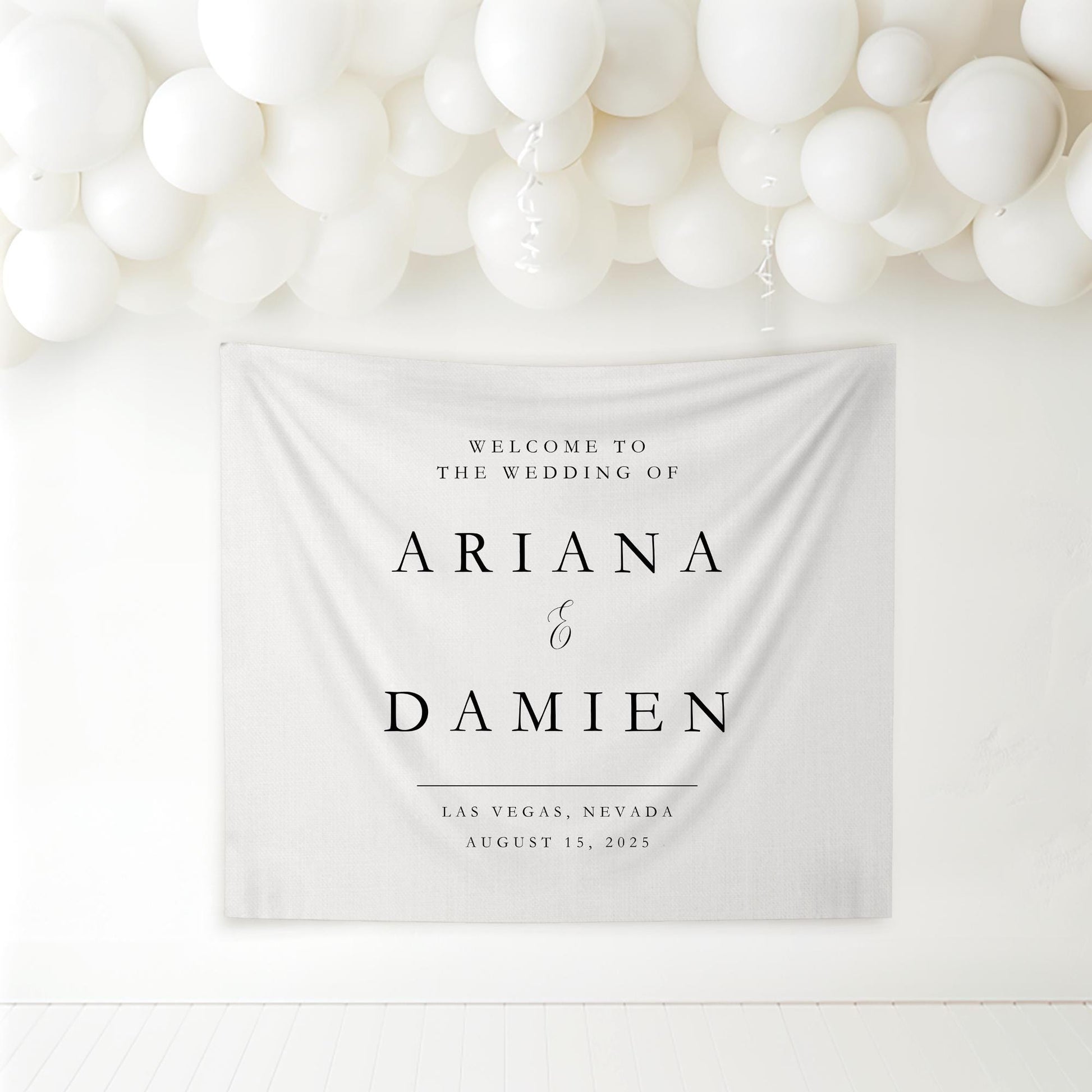 Wedding Welcome Banner – Custom Linen Canvas Flag with Minimalist Design, Personalized Wedding Sign with Couple’s Names,Rustic Elegant Décor