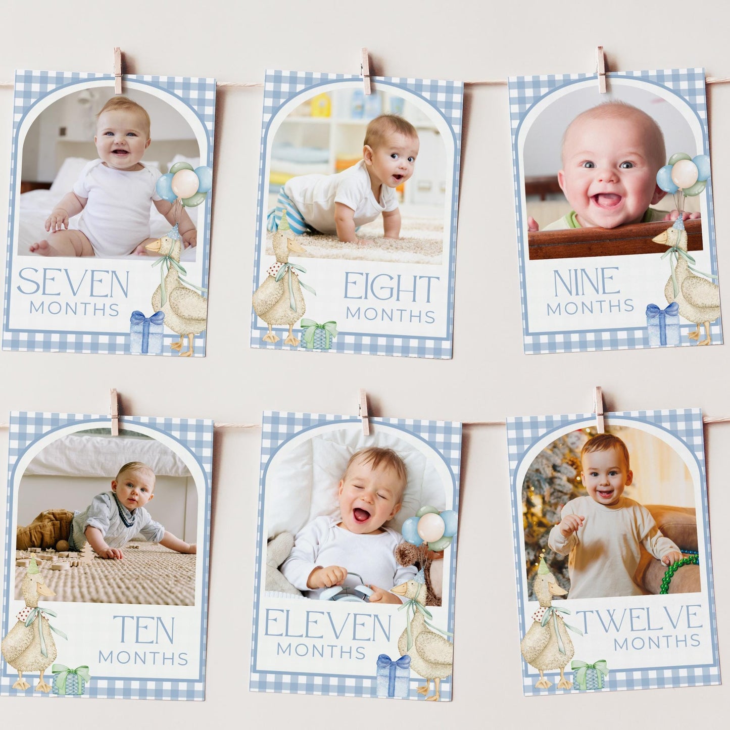 One Silly Goose Birthday Photo Milestone Banner Goose 1st Birthday Bunting Banner Editable Template Monthly Milestone Photo Collage Decor