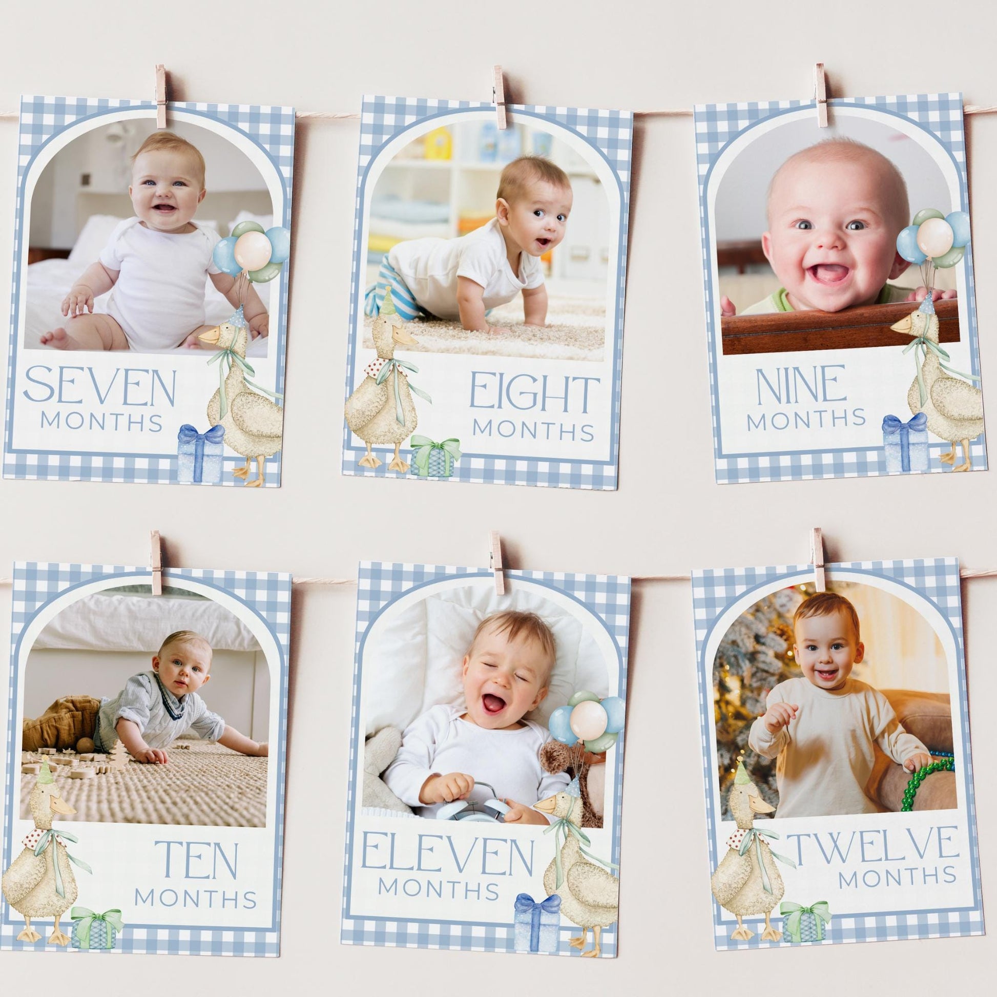 One Silly Goose Birthday Photo Milestone Banner Goose 1st Birthday Bunting Banner Editable Template Monthly Milestone Photo Collage Decor