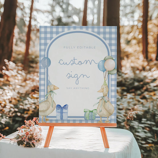 One Silly Goose Birthday Editable Custom Sign Goose Theme 1st Birthday Sign Silly Goose First Birthday Table Sign Nursery Rhyme party decor
