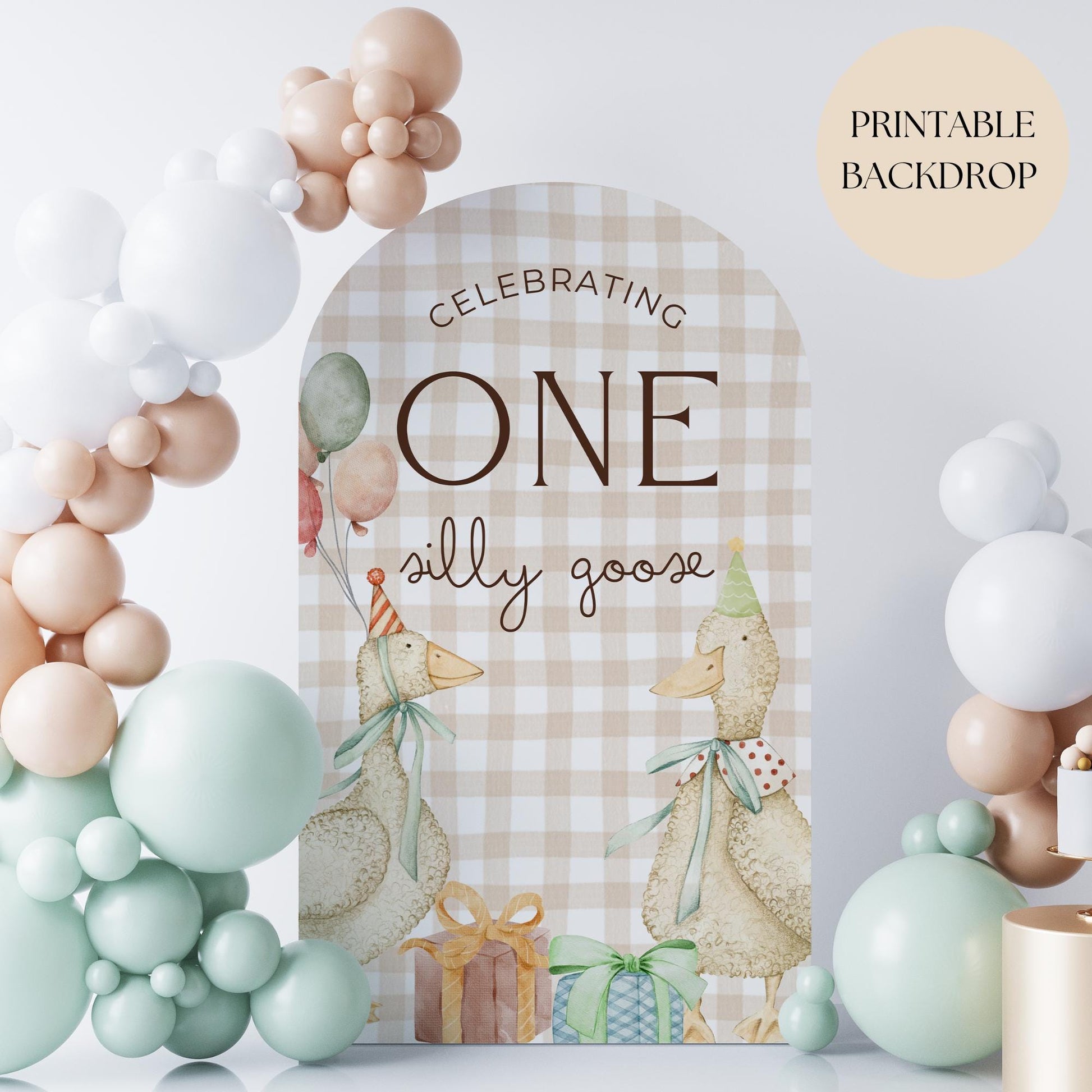 One Silly Goose Birthday Arch Background Goose First Birthday Party Decor Balloon Arch Backdrop One Silly Goose 1st Birthday Photo Backdrop