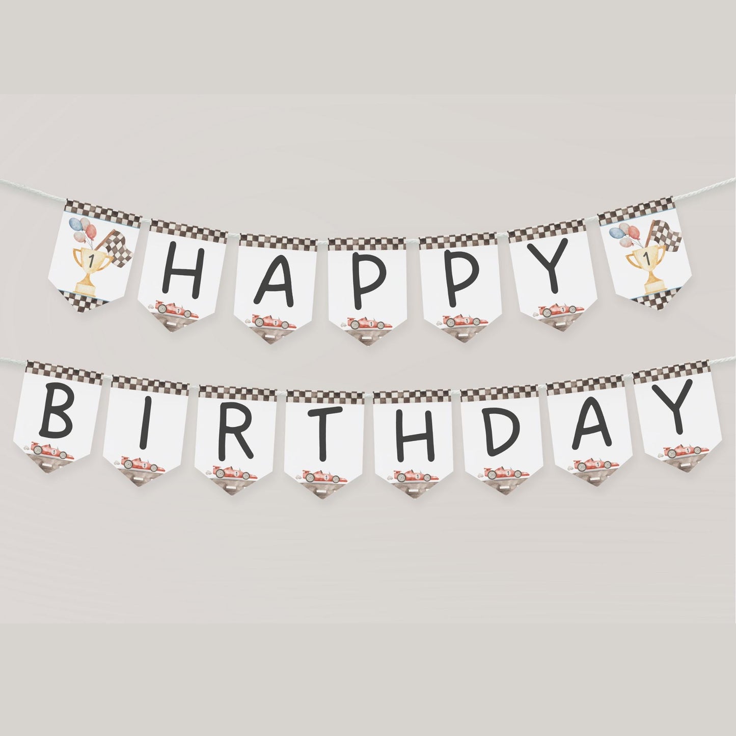 Fast One First Birthday Party Sign Happy Birthday Banner Racecar 1st Birthday Bunting First Lap Down Birthday Party Decor Racing Party