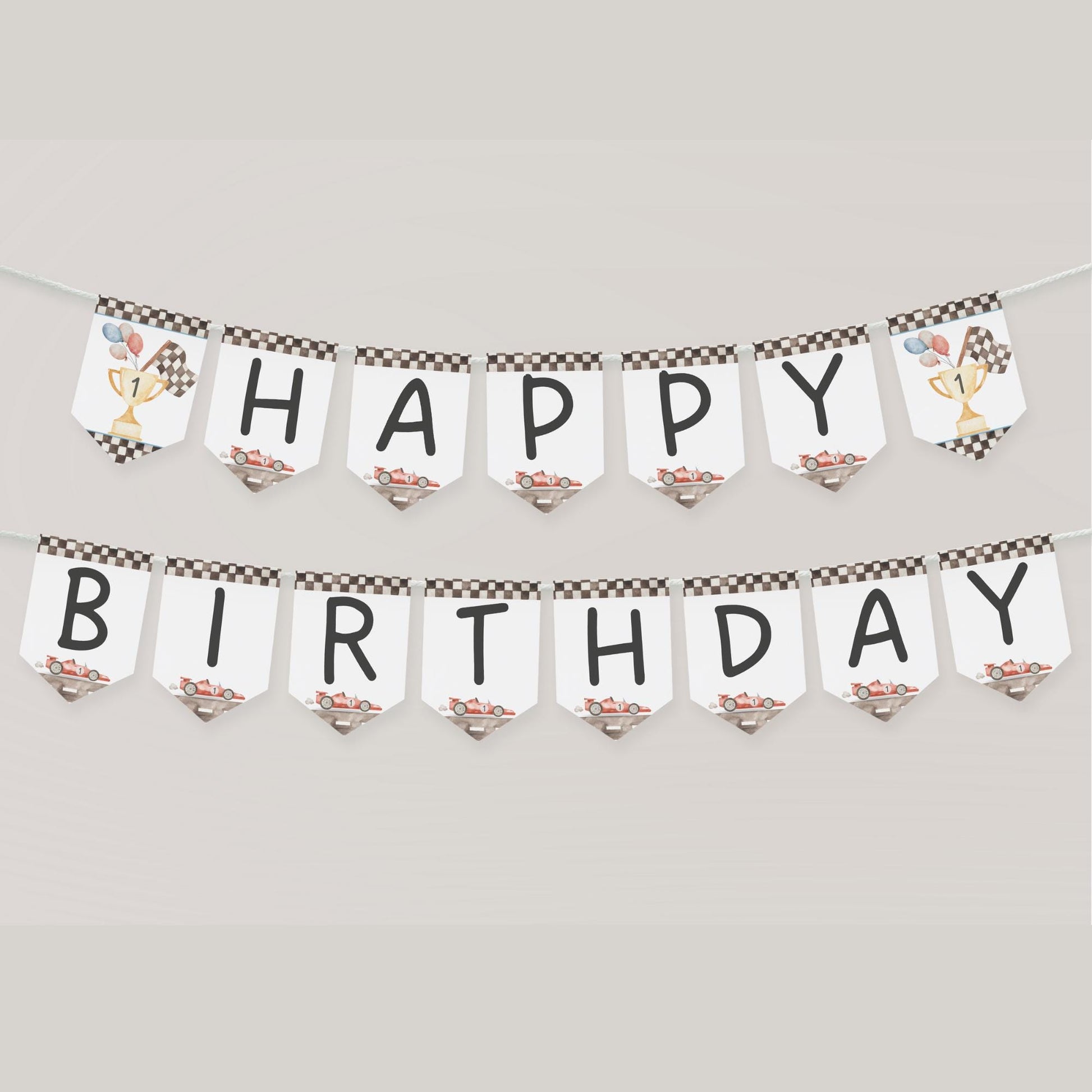 Fast One First Birthday Party Sign Happy Birthday Banner Racecar 1st Birthday Bunting First Lap Down Birthday Party Decor Racing Party