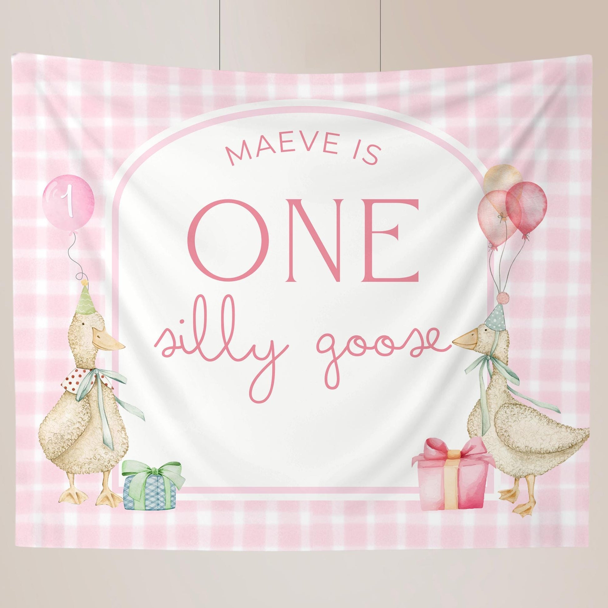 One Silly Goose Birthday Personalized Banner 1st Birthday Silly Goose Party Decor Photo Backdrop Goose Custom Banner First Birthday Ideas