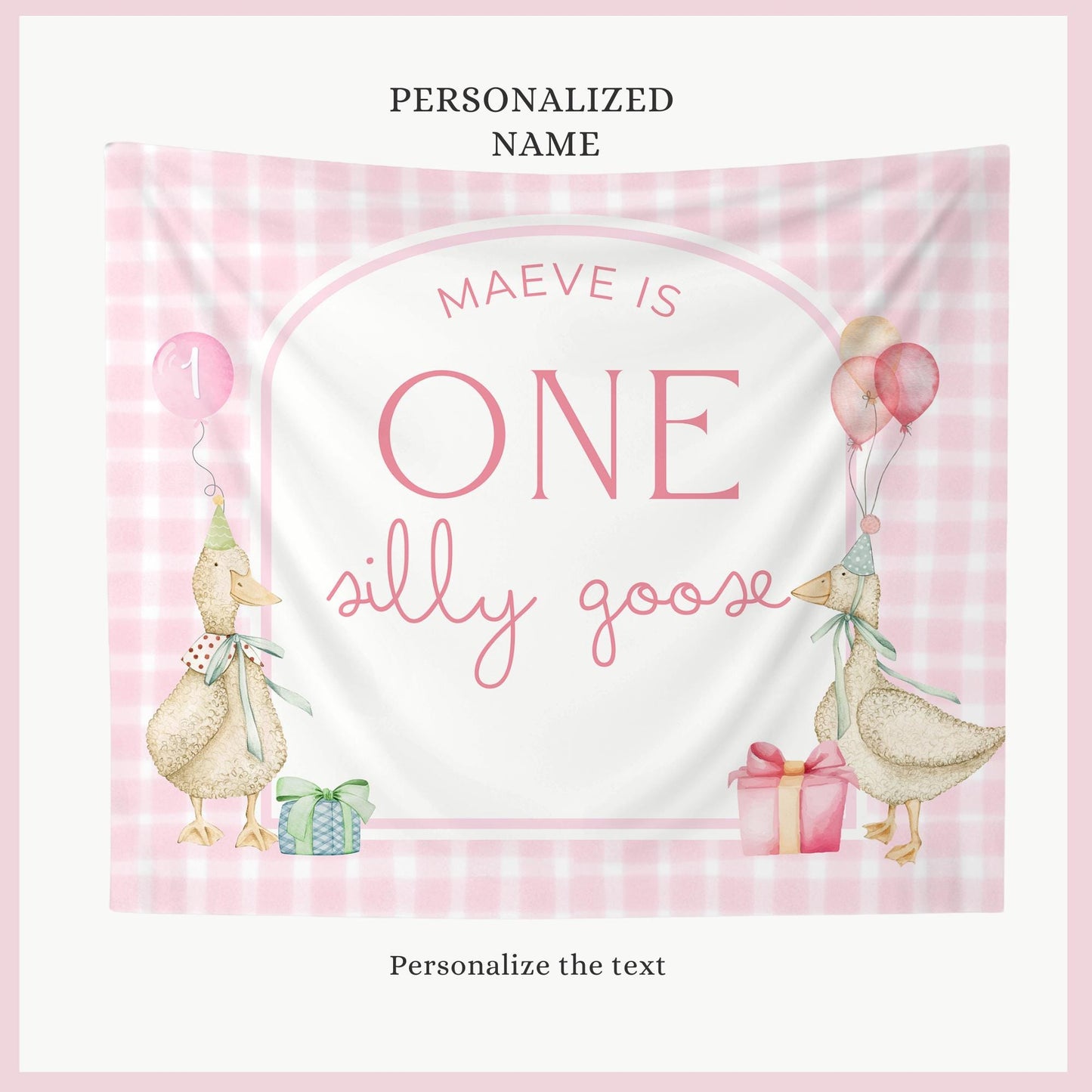 One Silly Goose Birthday Personalized Banner 1st Birthday Silly Goose Party Decor Photo Backdrop Goose Custom Banner First Birthday Ideas