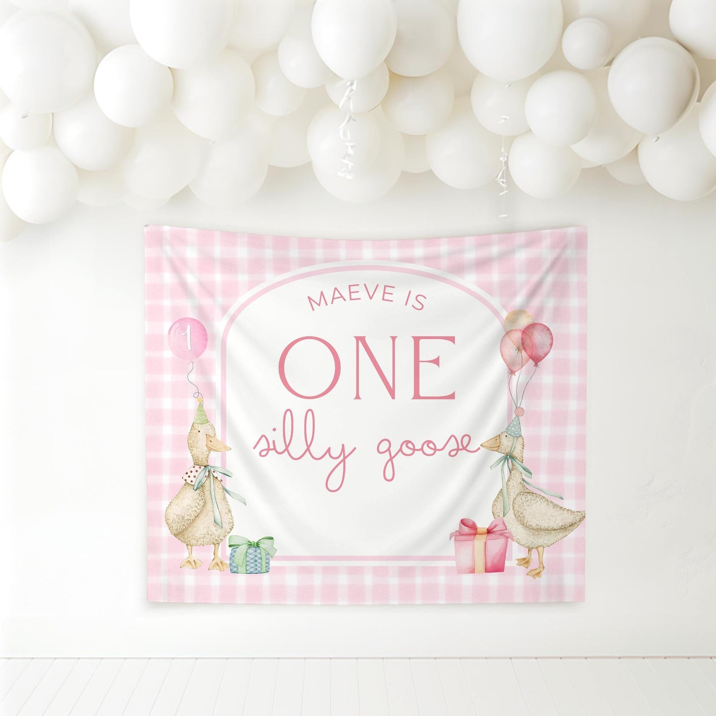 One Silly Goose Birthday Personalized Banner 1st Birthday Silly Goose Party Decor Photo Backdrop Goose Custom Banner First Birthday Ideas
