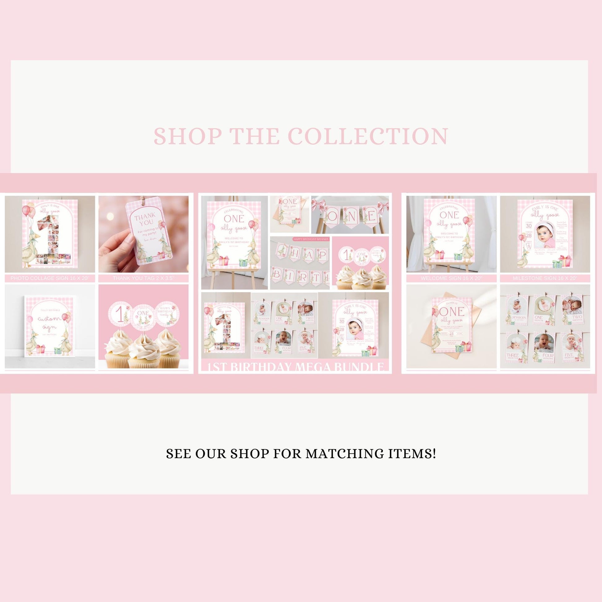 One Silly Goose Birthday Sign Photo Collage Editable Silly Goose Party Monthly Banner 1st Birthday Photo Banner Milestone photo sign