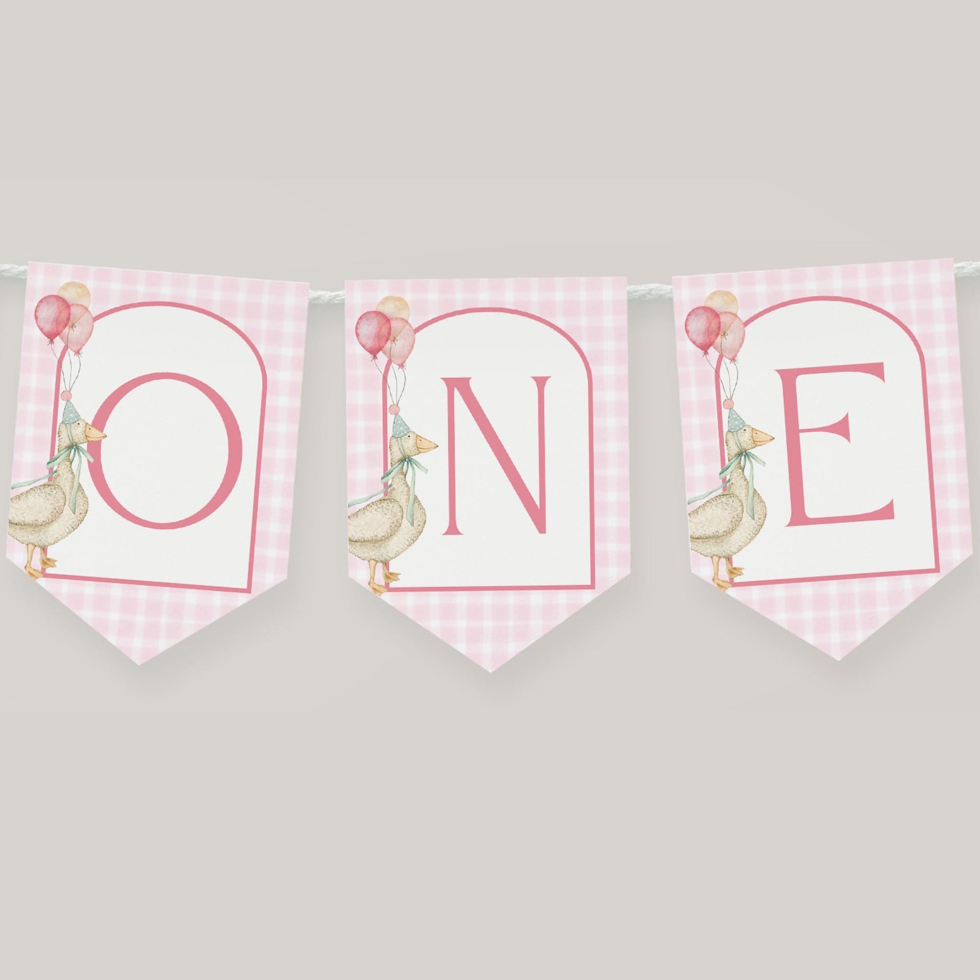 One Silly Goose Birthday High Chair Banner Goose 1st Birthday Pink Gingham Birthday decor Silly Little Goose Birthday Sign Cake Smash
