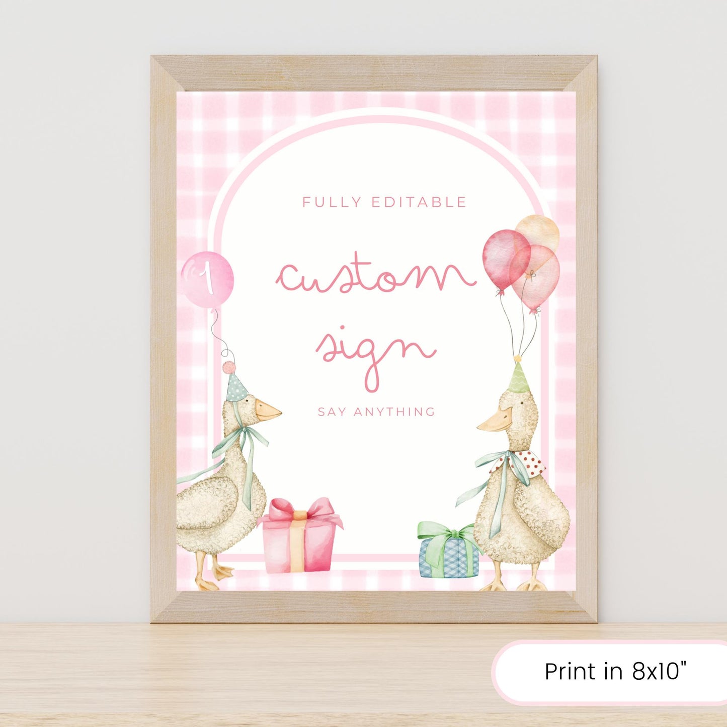 One Silly Goose Birthday Editable Custom Sign Goose Theme 1st Birthday Sign Silly Goose First Birthday Table Sign Nursery Rhyme party decor