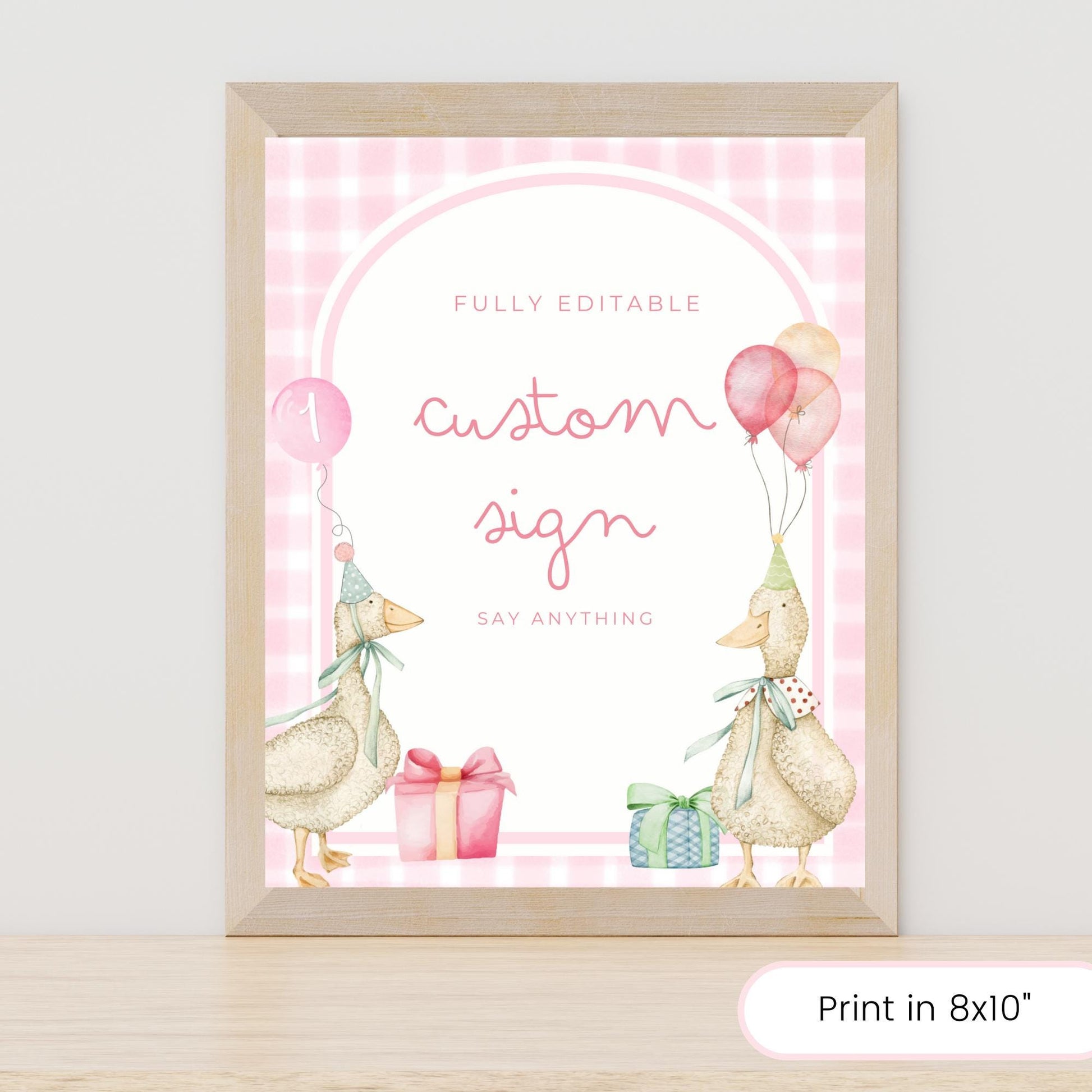 One Silly Goose Birthday Editable Custom Sign Goose Theme 1st Birthday Sign Silly Goose First Birthday Table Sign Nursery Rhyme party decor