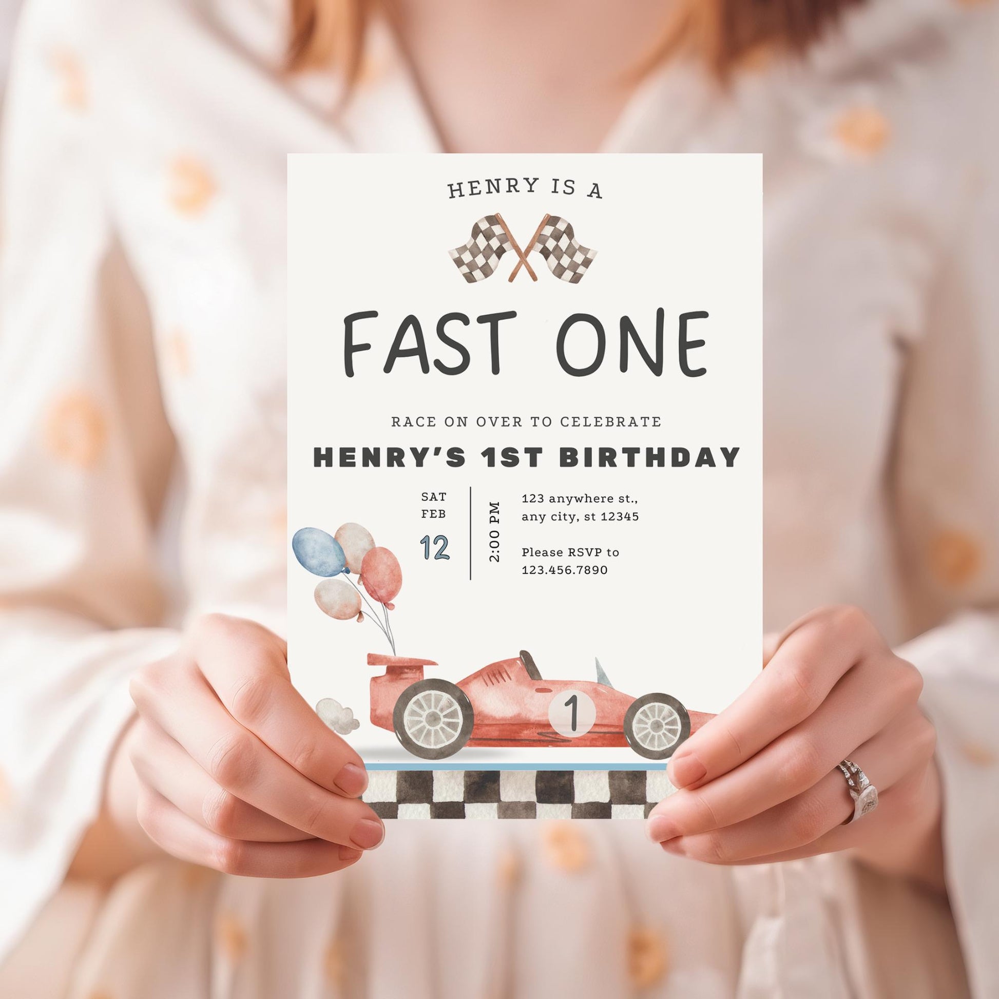 Fast One Birthday Invitation Racecar First Birthday Invite Fast One Birthday Decor First Birthday Invite Boy Car Racing Car Birthday
