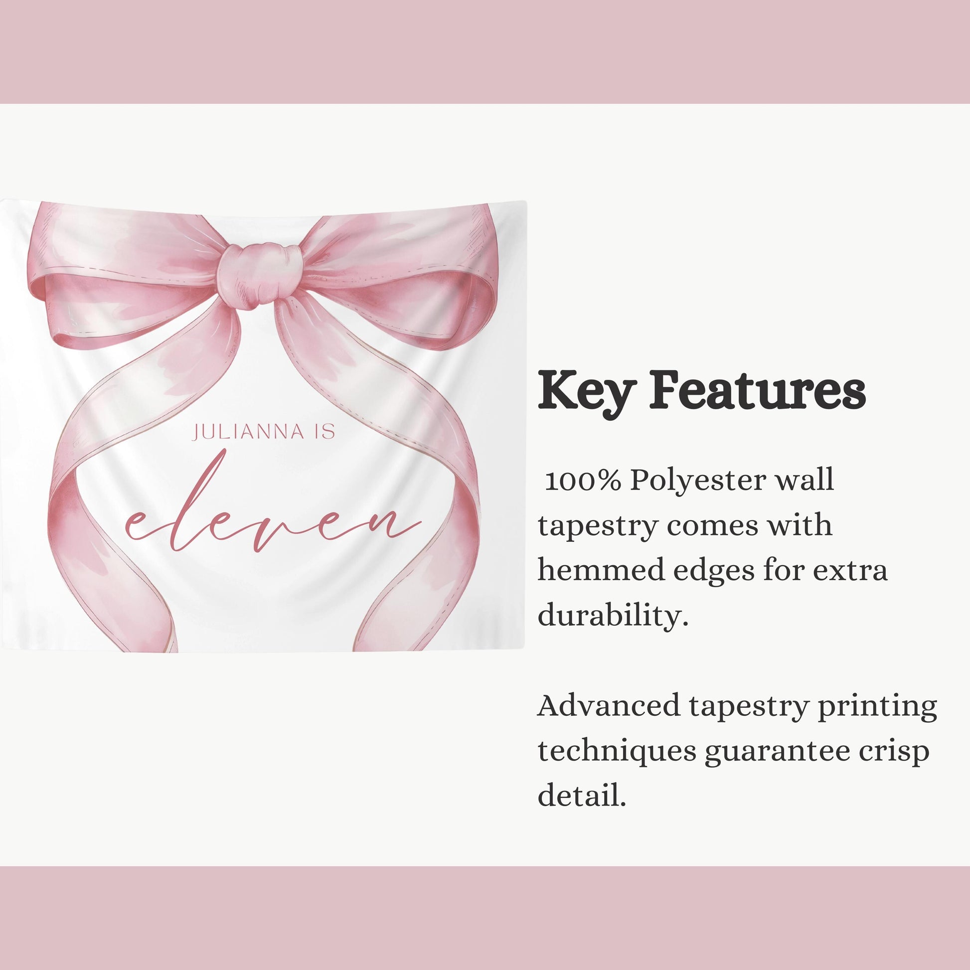 11 Year Old Girl Birthday custom Banner Pink Coquette 11th Birthday Girl eleventh Pink Bow Birthday Tween Birthday Party photo Backdrop