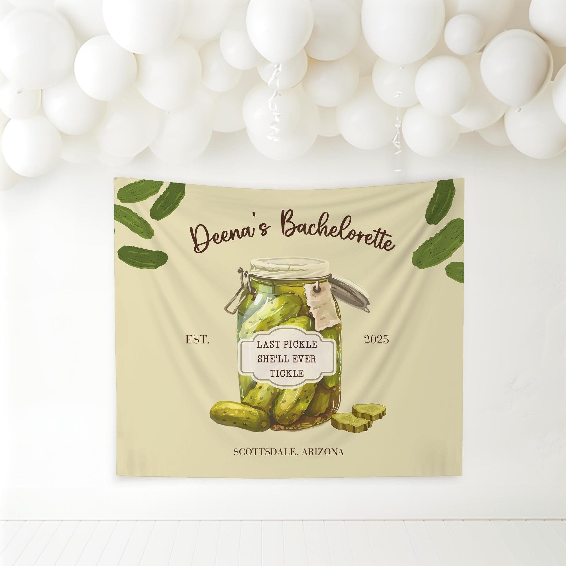 Pickle theme bachelorette Party Custom Banner Last Pickle She&#39;ll ever Tickle personalized decor sign Pickle Decorations Pickle Ball Bach