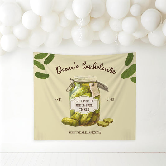 Pickle theme bachelorette Party Custom Banner Last Pickle She&#39;ll ever Tickle personalized decor sign Pickle Decorations Pickle Ball Bach