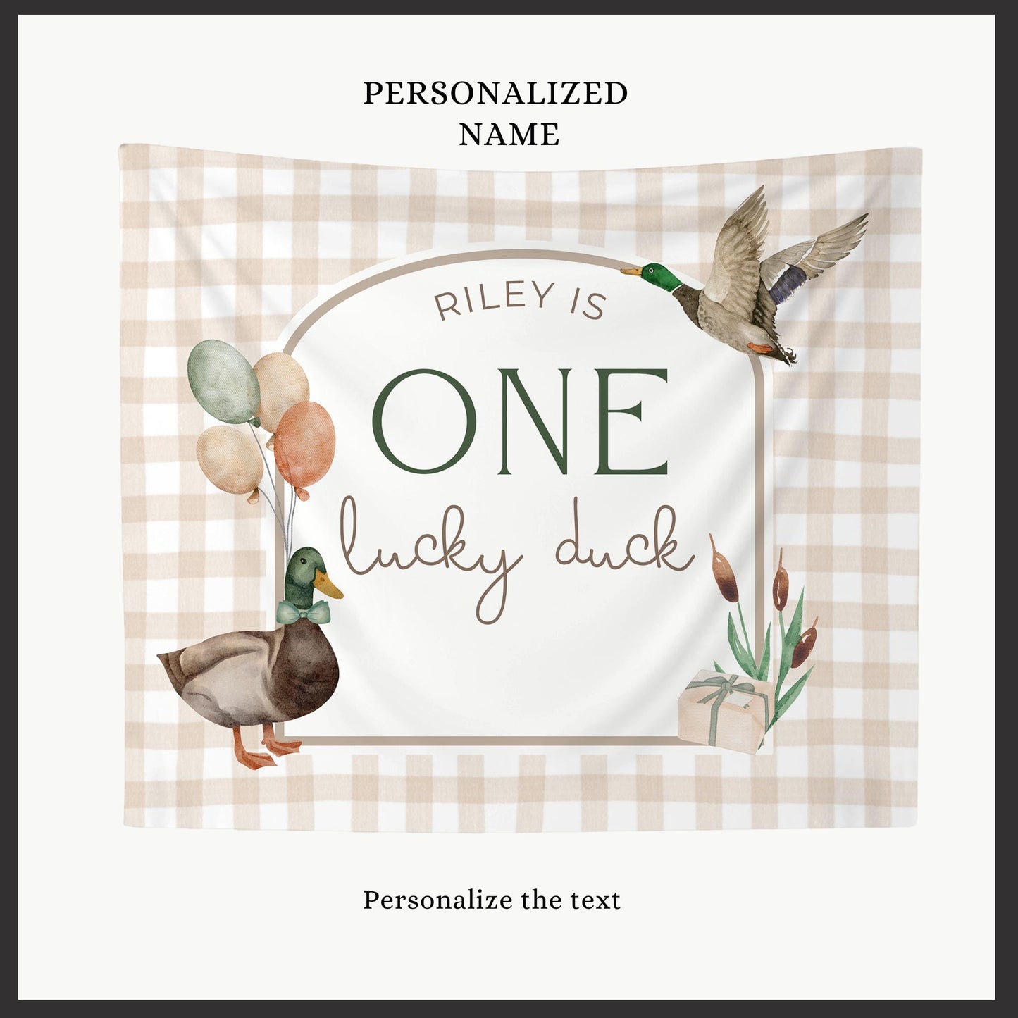 One Lucky Duck Birthday Personalized Banner 1st Birthday Lucky Duck Party Decor Photo Backdrop Duck Custom Banner First Birthday Ideas
