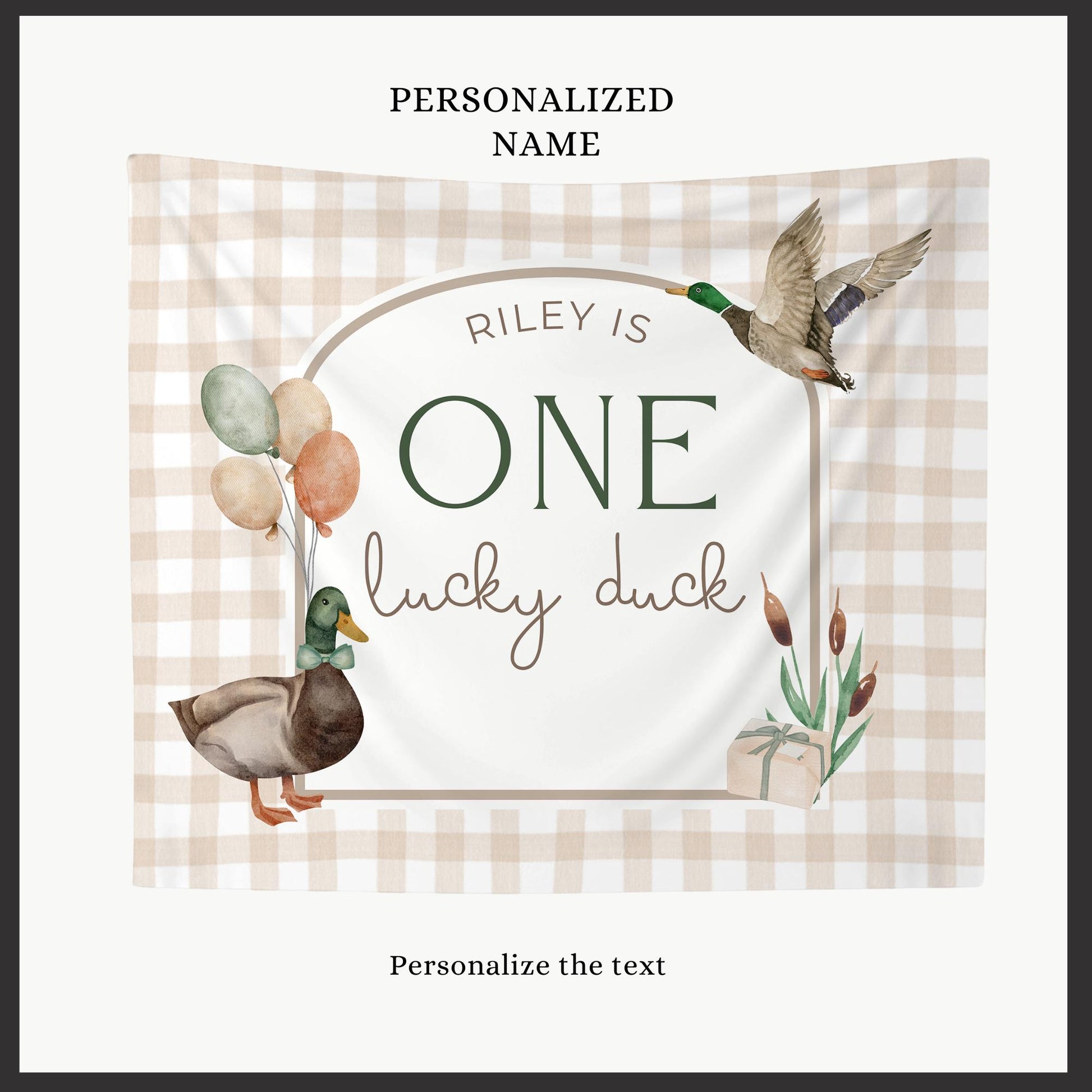 One Lucky Duck Birthday Personalized Banner 1st Birthday Lucky Duck Party Decor Photo Backdrop Duck Custom Banner First Birthday Ideas