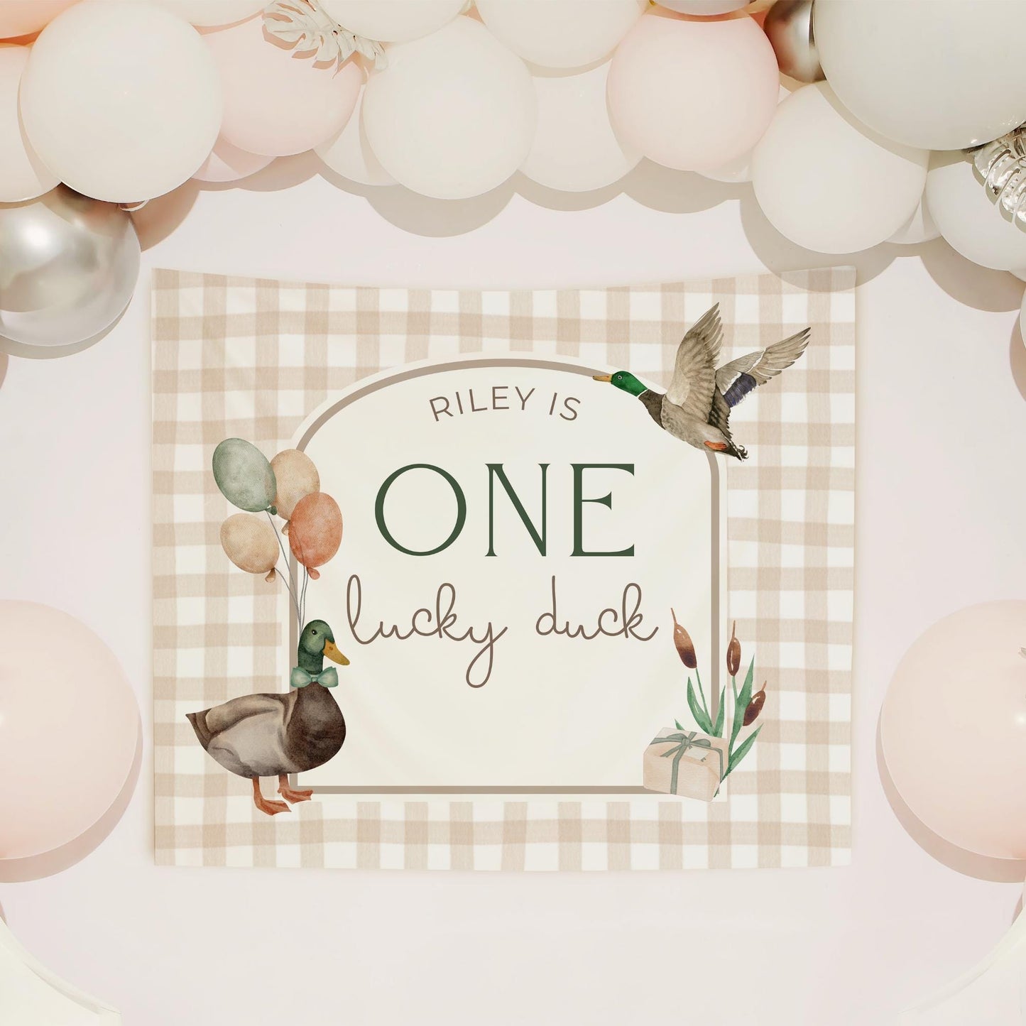 One Lucky Duck Birthday Personalized Banner 1st Birthday Lucky Duck Party Decor Photo Backdrop Duck Custom Banner First Birthday Ideas
